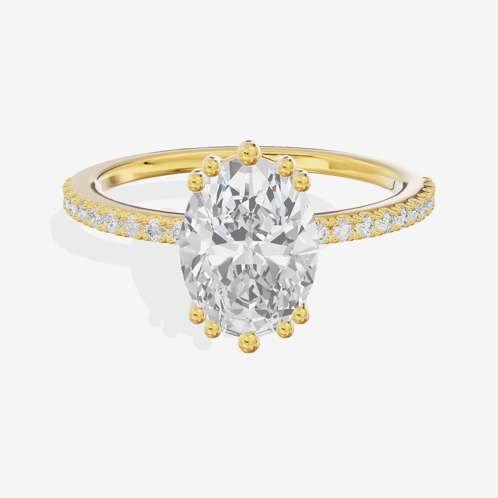 Luxe Mirelle Oval Hidden Halo Engagement Ring (1/6 ct. tw.) in 18K Yellow Gold