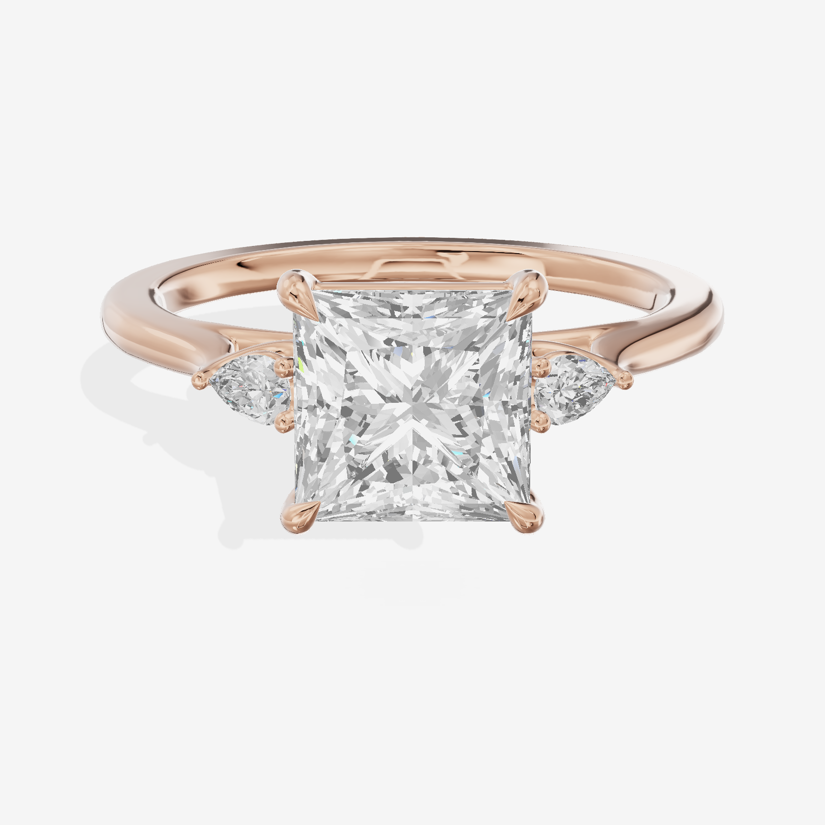 Royal Sincere Three Stone Princess Engagement Ring (2/3 ct. tw.) in 14K Rose Gold
