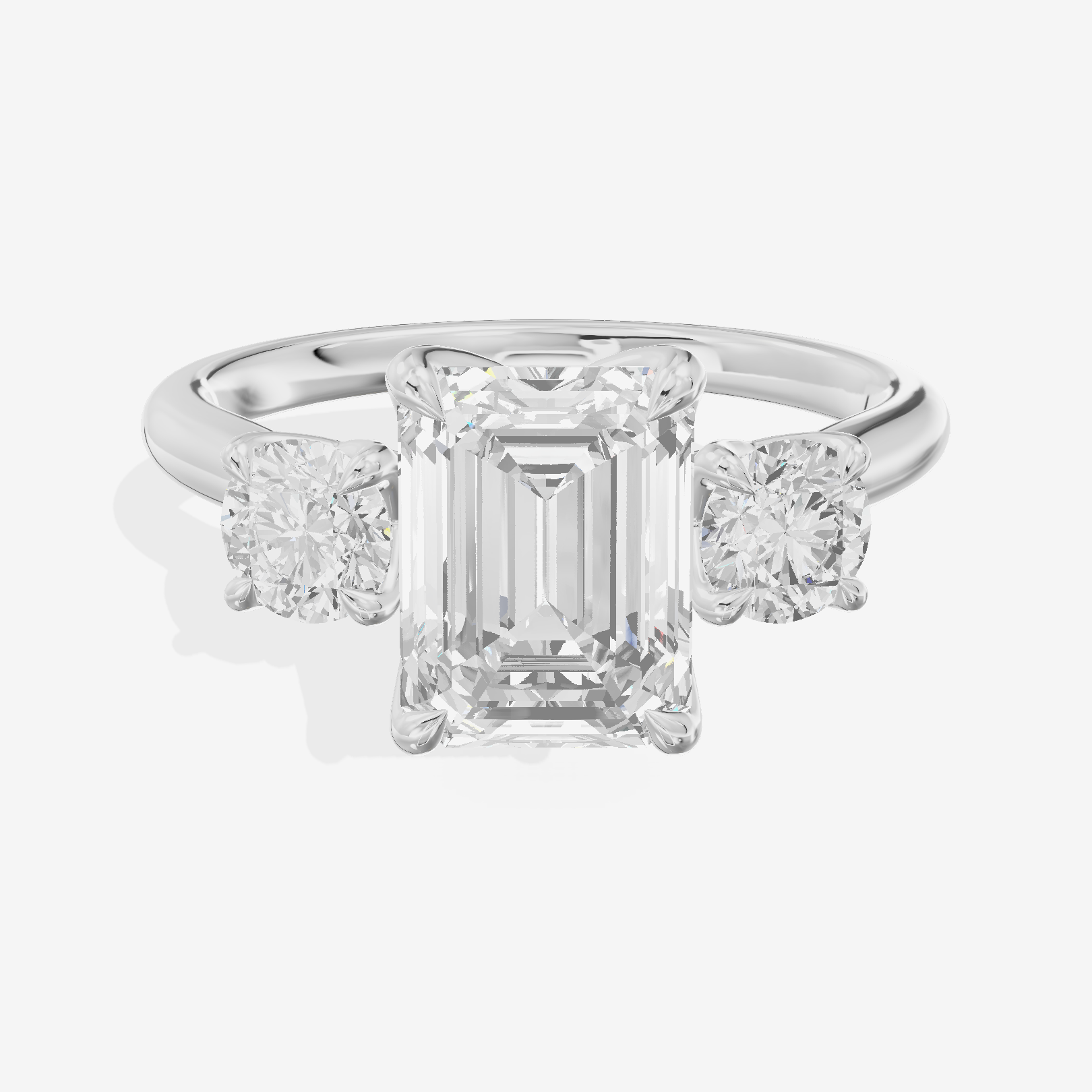 Grand Triade Emerald Three Stone Engagement Ring (2/5 ct. tw.) in 14K White Gold