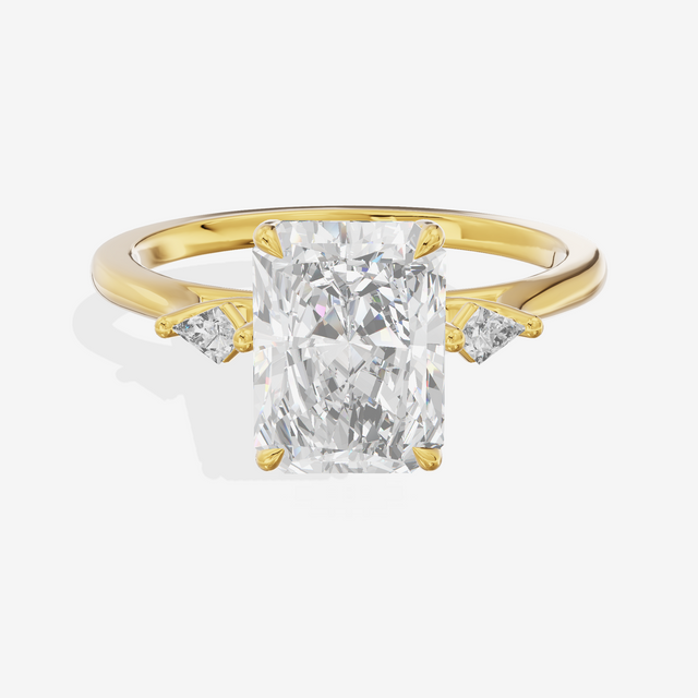 Petite Sincere Three Stone Radiant Engagement Ring (1/15 ct. tw.) in 18K Yellow Gold