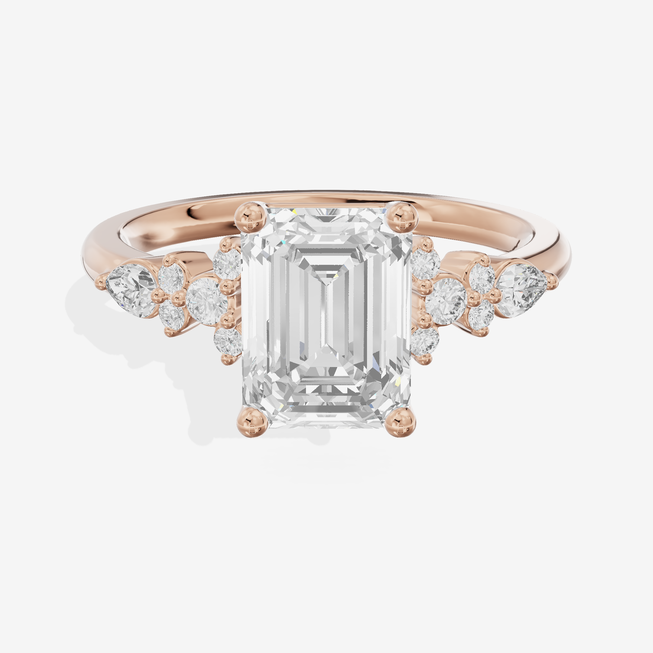 Tender Adorae Emerald Engagement Ring with Side Stones (1/5 ct. tw.) in 18K Rose Gold