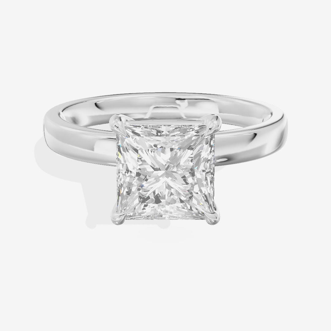 Tender Eversince 2.5mm Princess Solitaire Engagement Ring in 18K White Gold