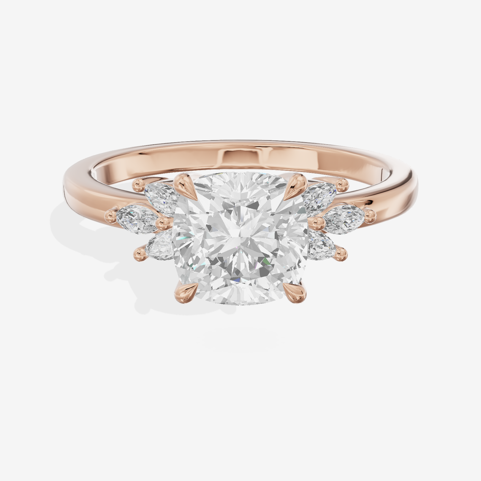 Modern Halcyon Cushion Engraved Engagement Ring (1/5 ct. tw.) in 18K Rose Gold