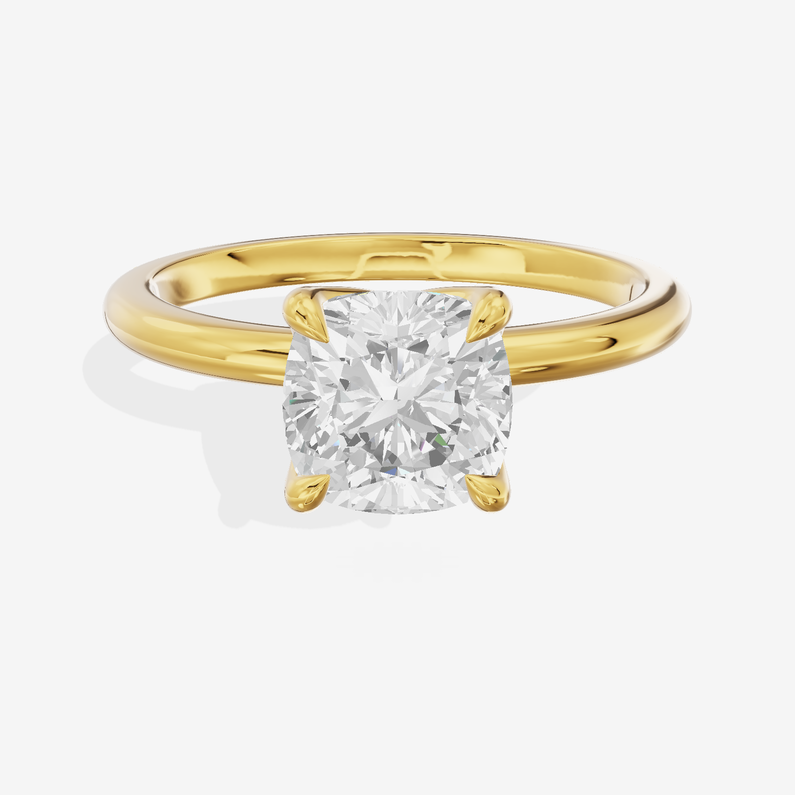 Modern Coeurine 1.5mm Cushion Bezel Engagement Ring in 18K Yellow Gold