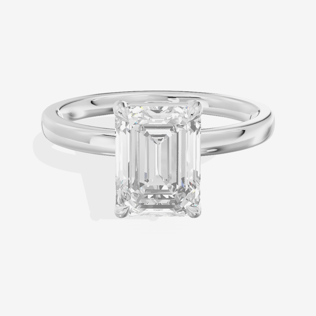 Petite Eversince 2mm Emerald Solitaire Engagement Ring in Platinum