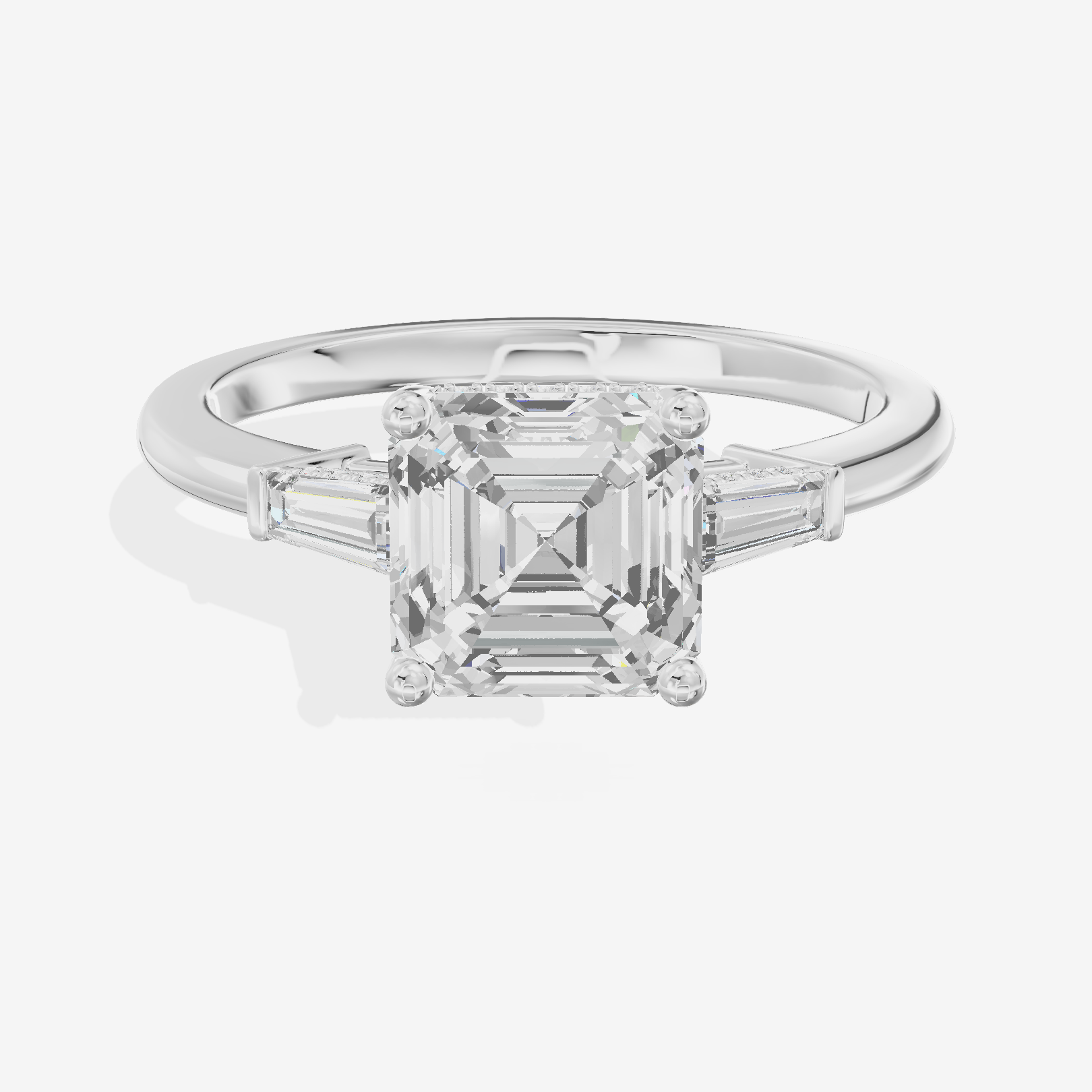 Promezza Hidden Halo Asscher Engagement Ring (1/20 ct. tw.) in 14K White Gold