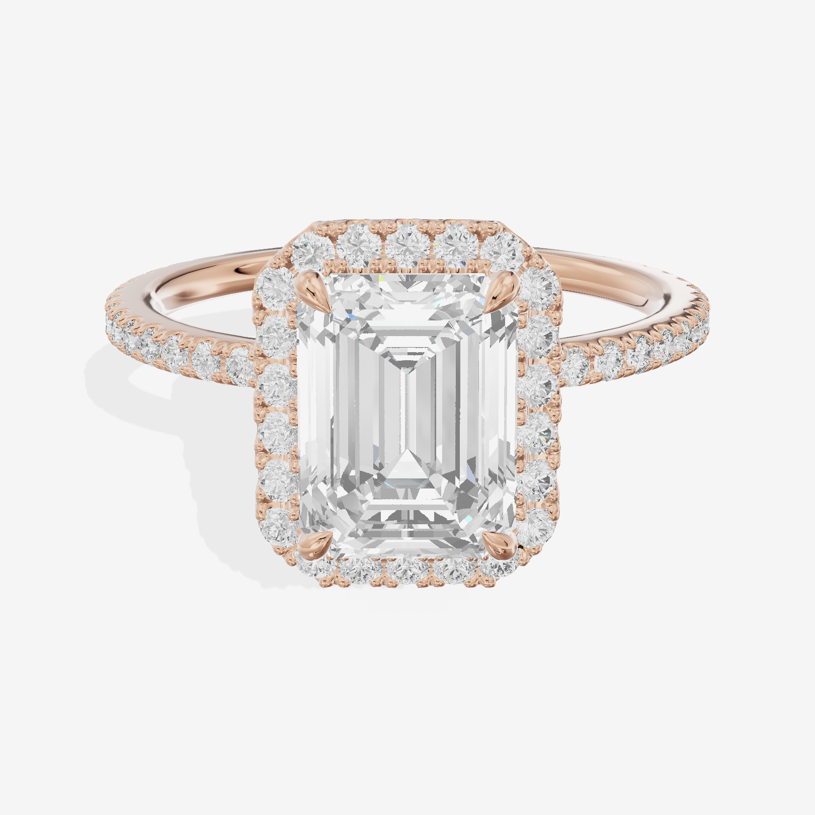 Grand Adorae Emerald Hidden Halo Engagement Ring (1/2 ct. tw.) in 14K Rose Gold