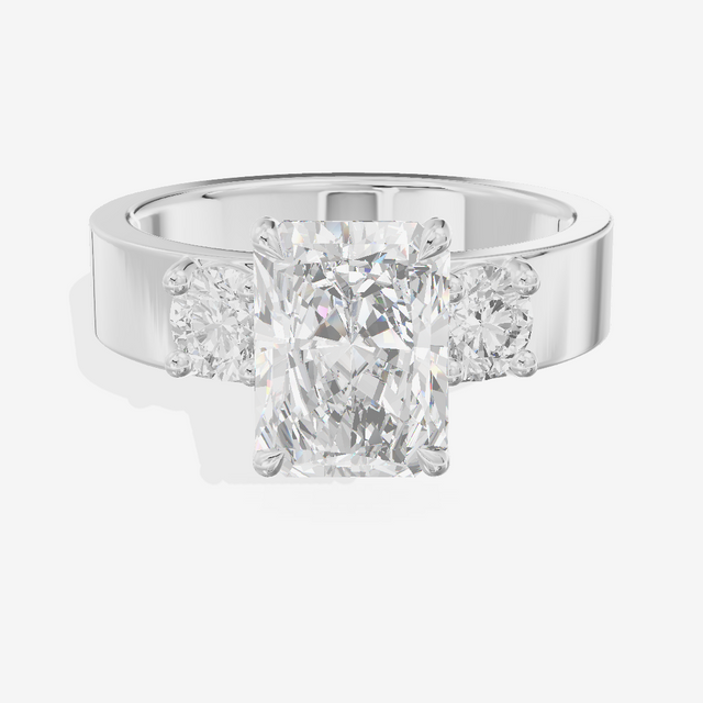Royal Vowsae Three Stone Radiant Engagement Ring (1/2 ct. tw.) in 14K White Gold