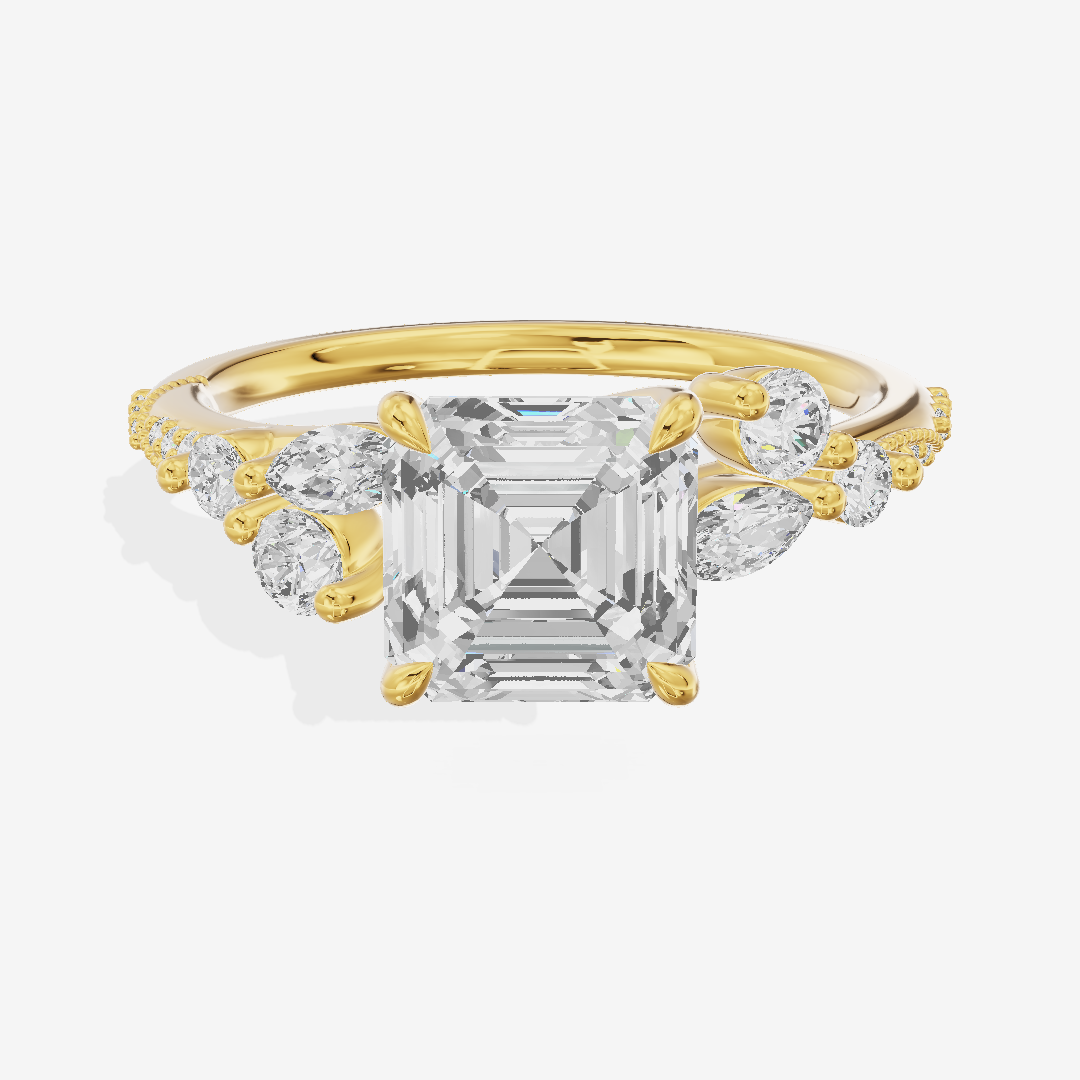 Luxe Halcyon Asscher Milgrain Engagement Ring (1/3 ct. tw.) in 18K Yellow Gold