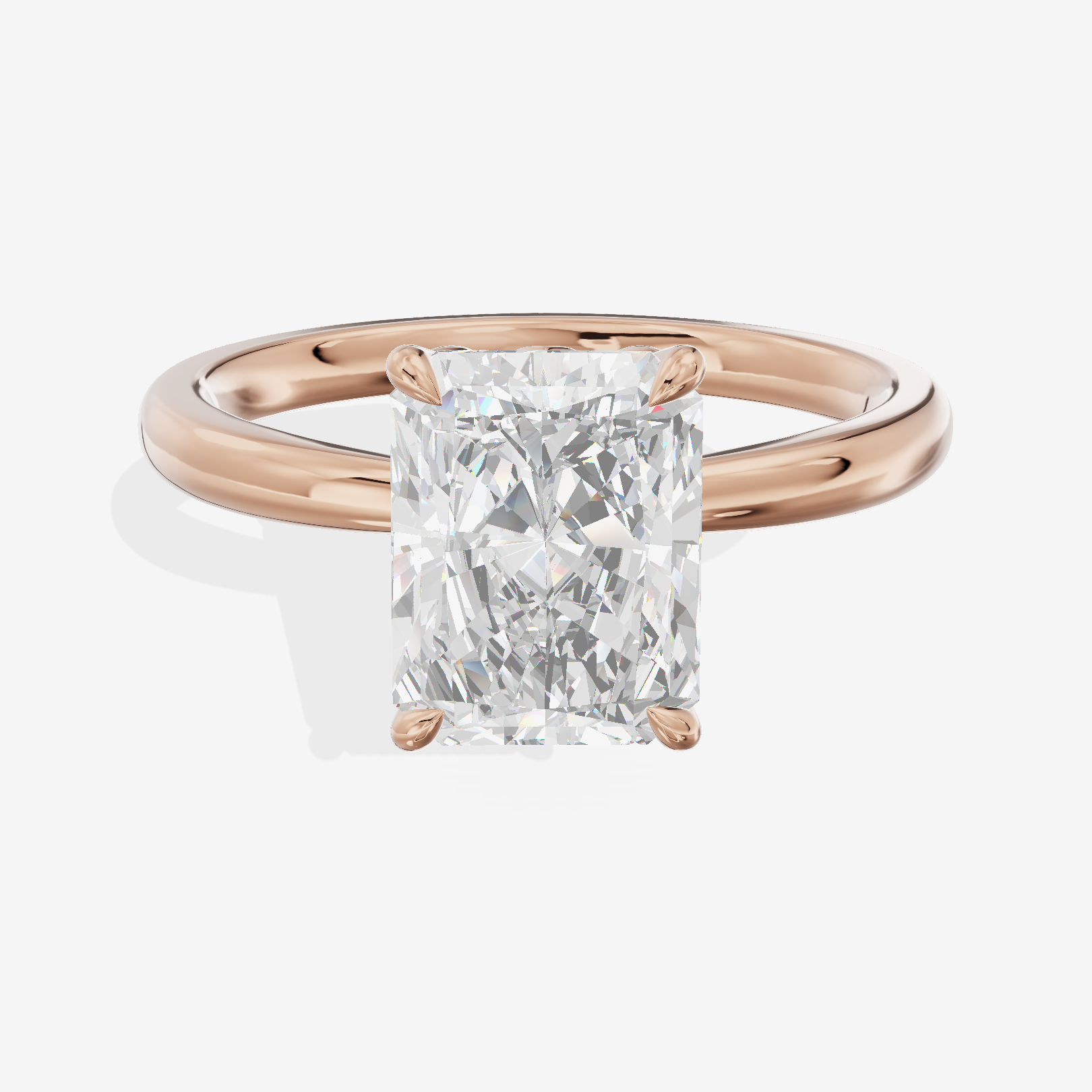 Eversince Solitaire 2mm Radiant Engagement Ring in 18K Rose Gold