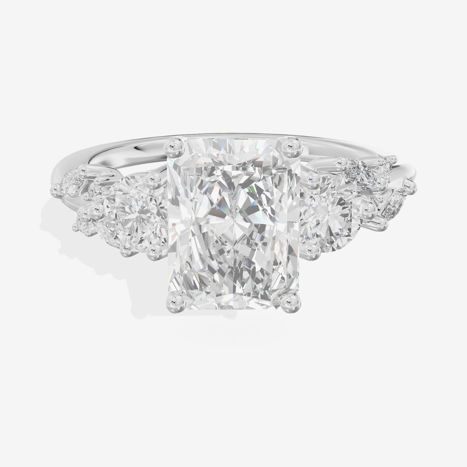 Grand Sincere Three Stone Radiant Engagement Ring (1/3 ct. tw.) in 18K White Gold