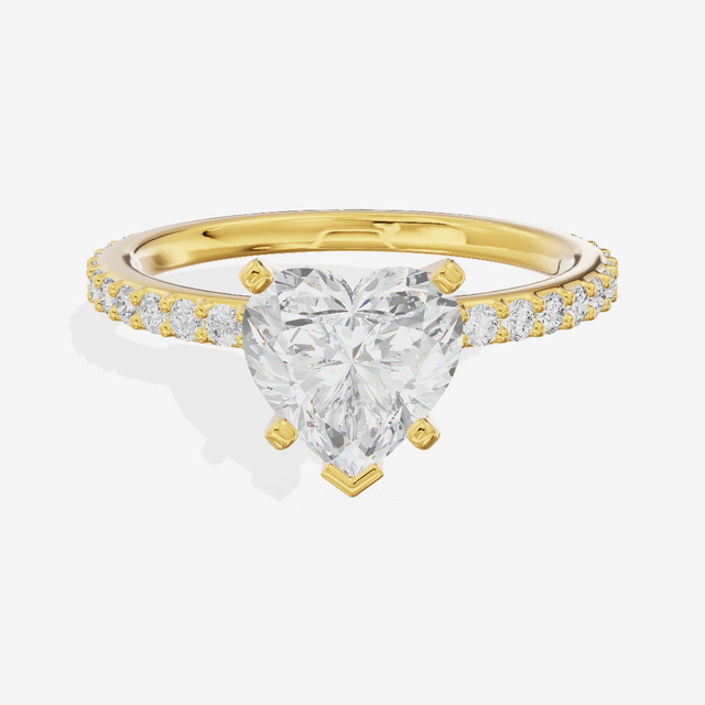 Petite Trellise Heart Engagement Ring with Side Stones (1/3 ct. tw.) in 18K Yellow Gold