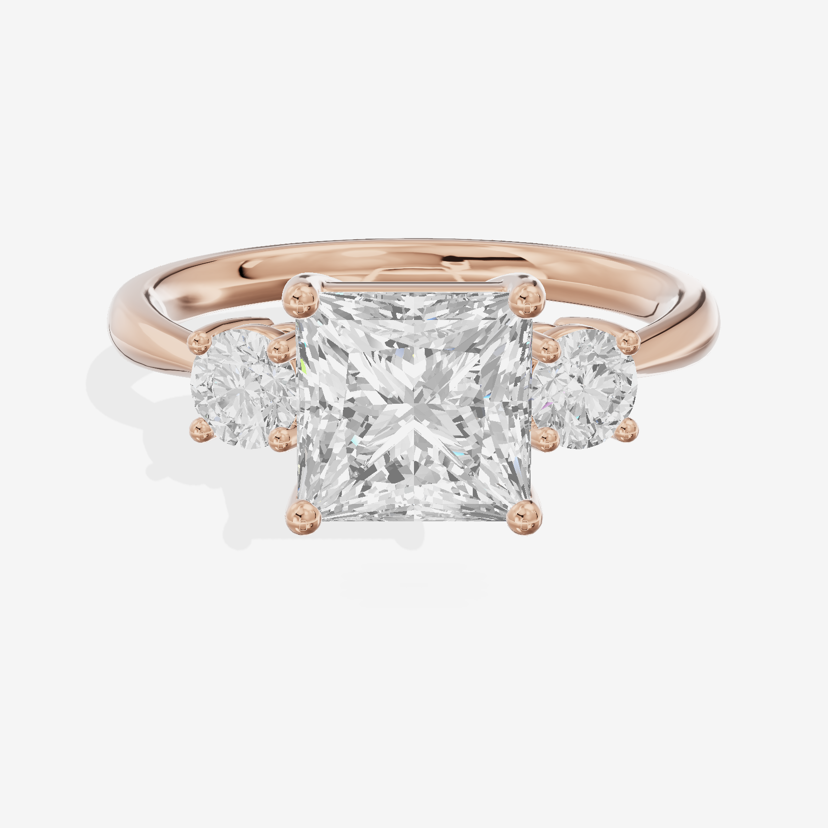 Petite Liviana 2mm Princess Three Stone Engagement Ring (1/2 ct. tw.) in 14K Rose Gold