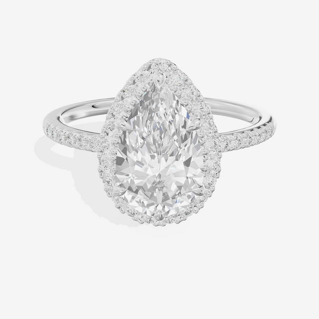 Vowsae Halo Pear Engagement Ring (1/5 ct. tw.) in 14K White Gold