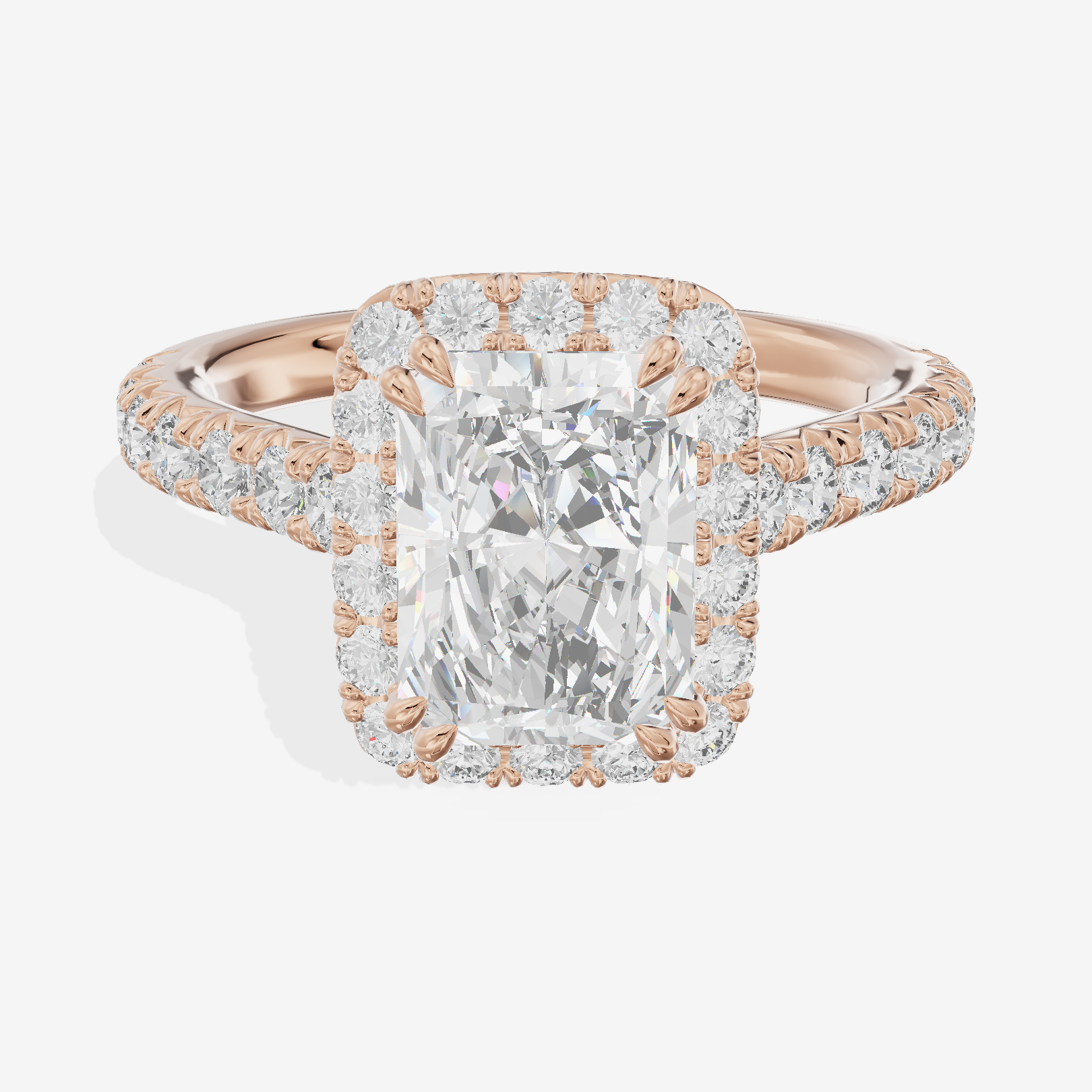 Luxe Liviana Radiant Halo Engagement Ring (2/3 ct. tw.) in 14K Rose Gold