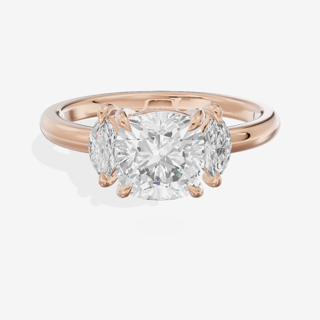 Selenia Three Stone Cushion Engagement Ring (1/2 ct. tw.) in 18K Rose Gold