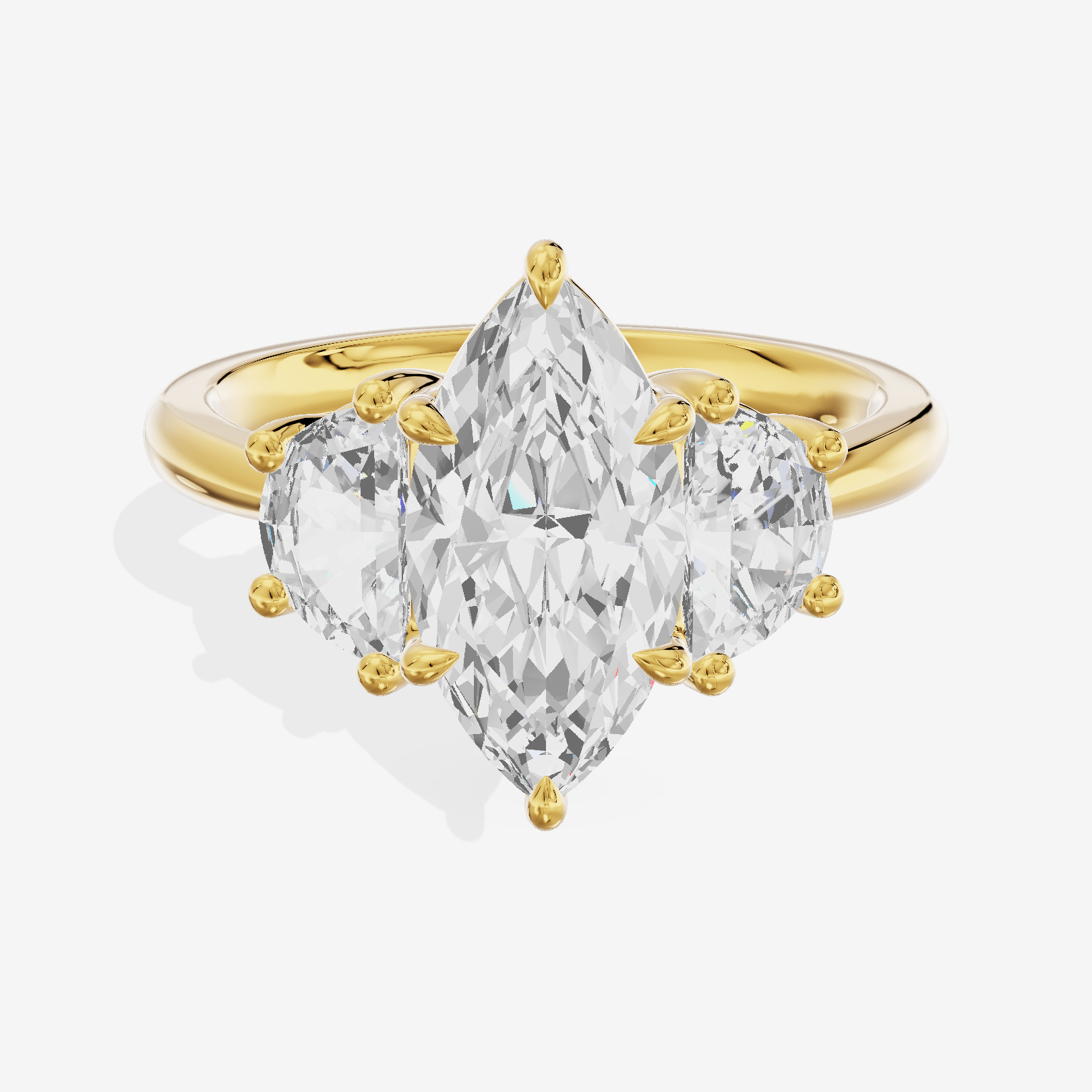 Vintage Sincere Three Stone Marquise Engagement Ring (1/2 ct. tw.) in 14K Yellow Gold