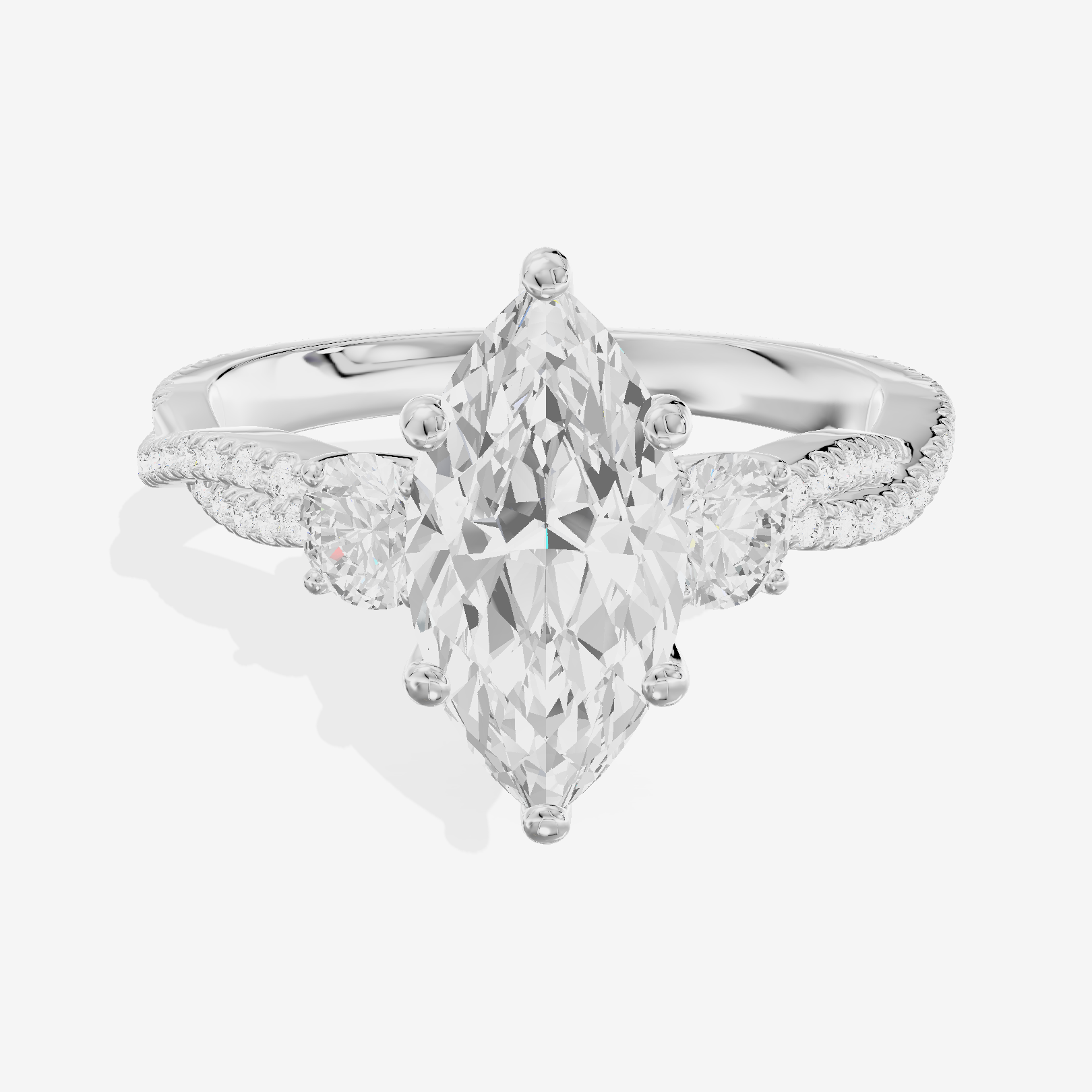Petite Belovae Marquise Three Stone Engagement Ring (1/2 ct. tw.) in Platinum