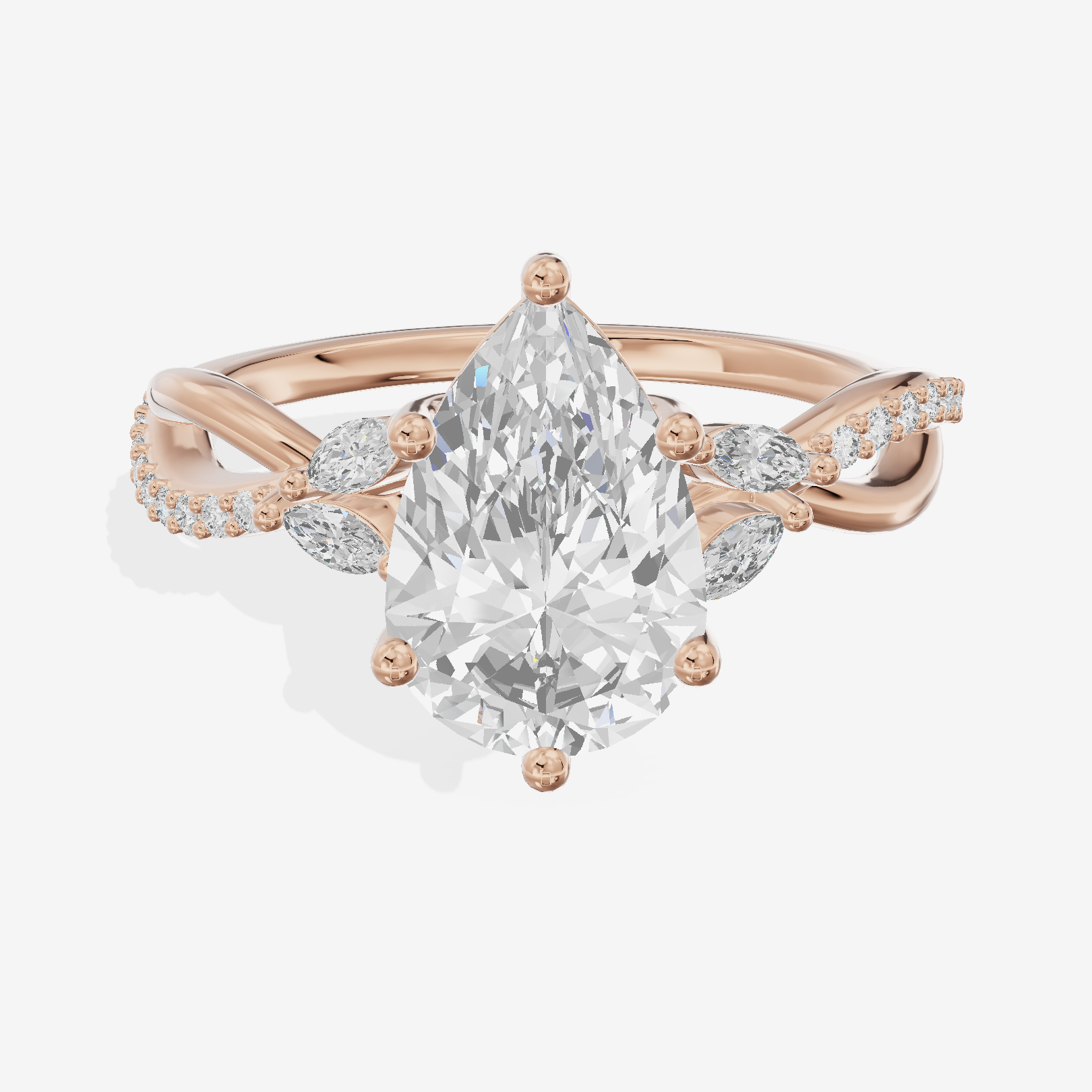 Petite Twine Pear Twisted Engagement Ring (1/5 ct. tw.) in 14K Rose Gold