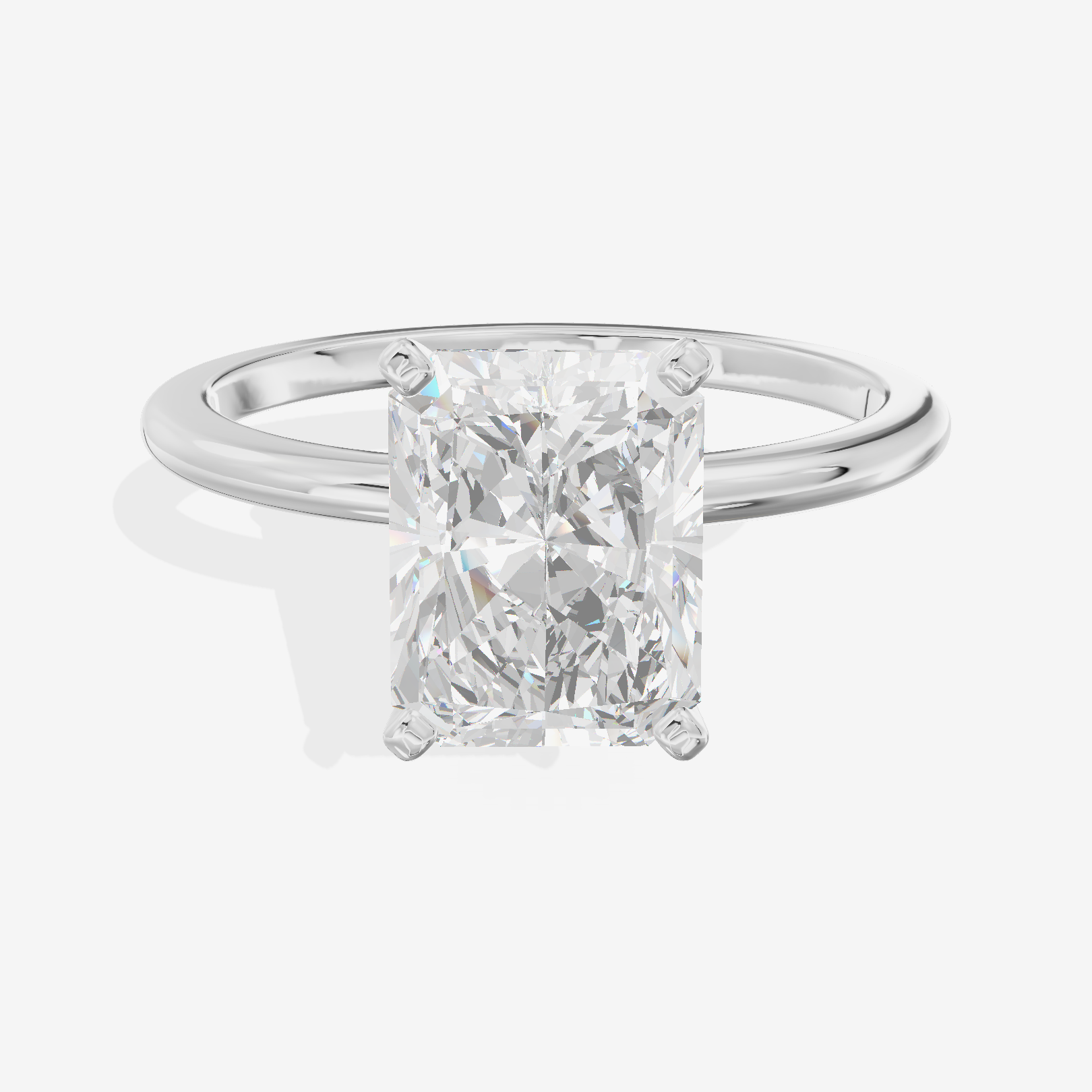 Coeurine 1.5mm Radiant Comfort Fit Engagement Ring in 14K White Gold