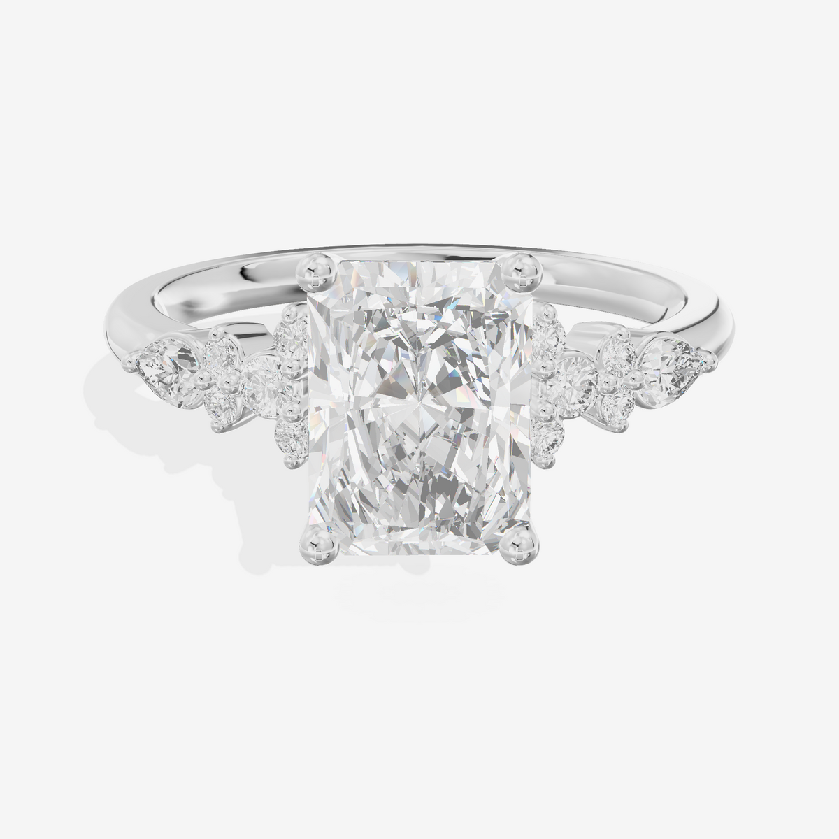 Tender Adorae Radiant Engagement Ring with Side Stones (1/5 ct. tw.) in 18K White Gold