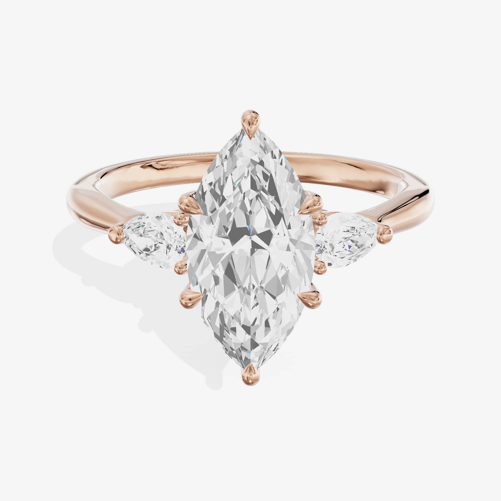 Petite Aimora Three Stone Marquise Engagement Ring (1/4 ct. tw.) in 18K Rose Gold