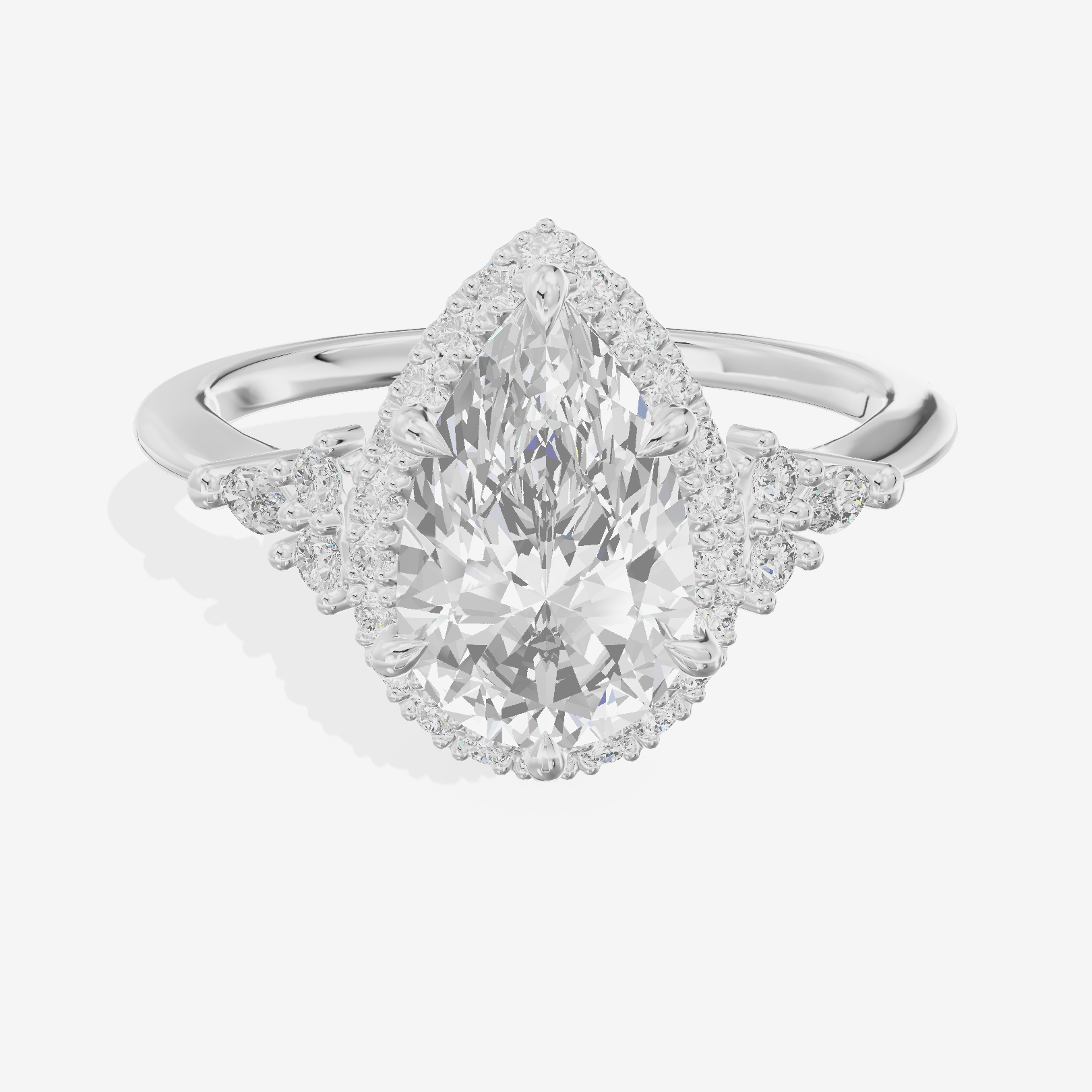 Clusta Halo Pear Engagement Ring (1/2 ct. tw.) in 18K White Gold