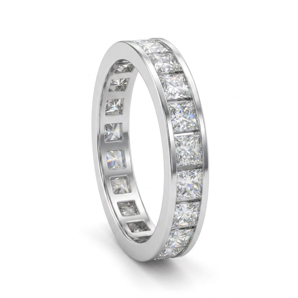Low Profile Eternity Round Wedding Band (1/8 ct. tw.) in 18K White Gold
