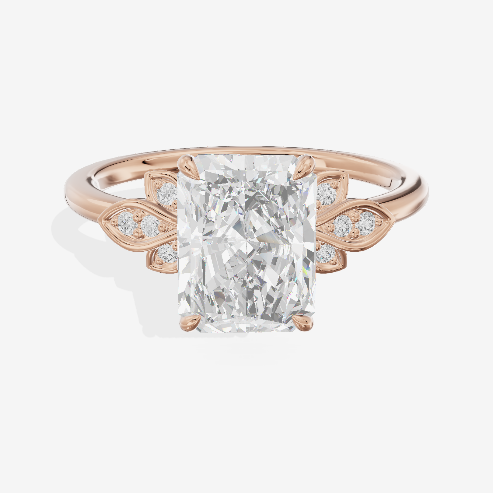 Trellise Radiant Engagement Ring with Side Stones (1/20 ct. tw.) in 14K Rose Gold