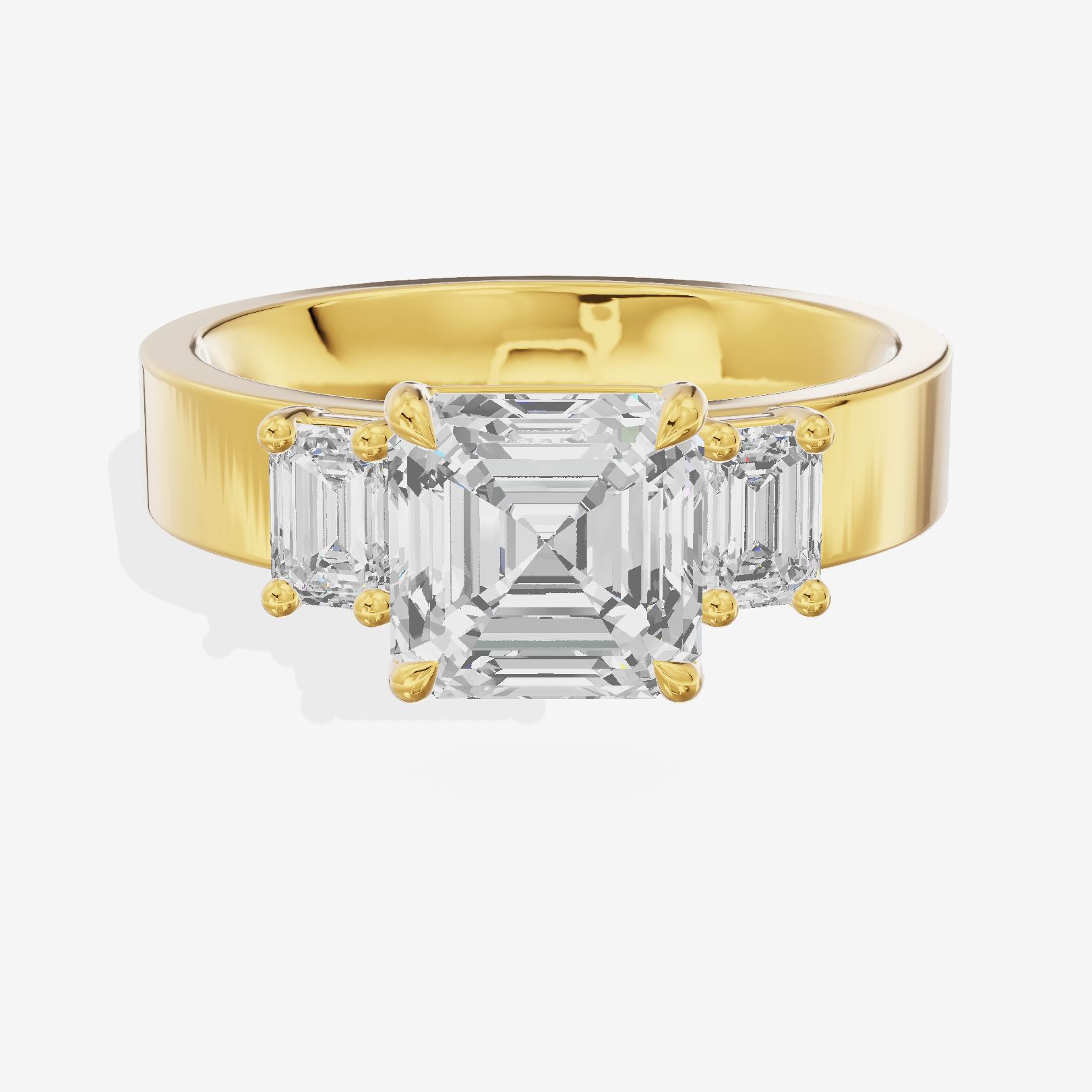 Vintage Vowsae Three Stone Asscher Engagement Ring (1/2 ct. tw.) in 18K Yellow Gold