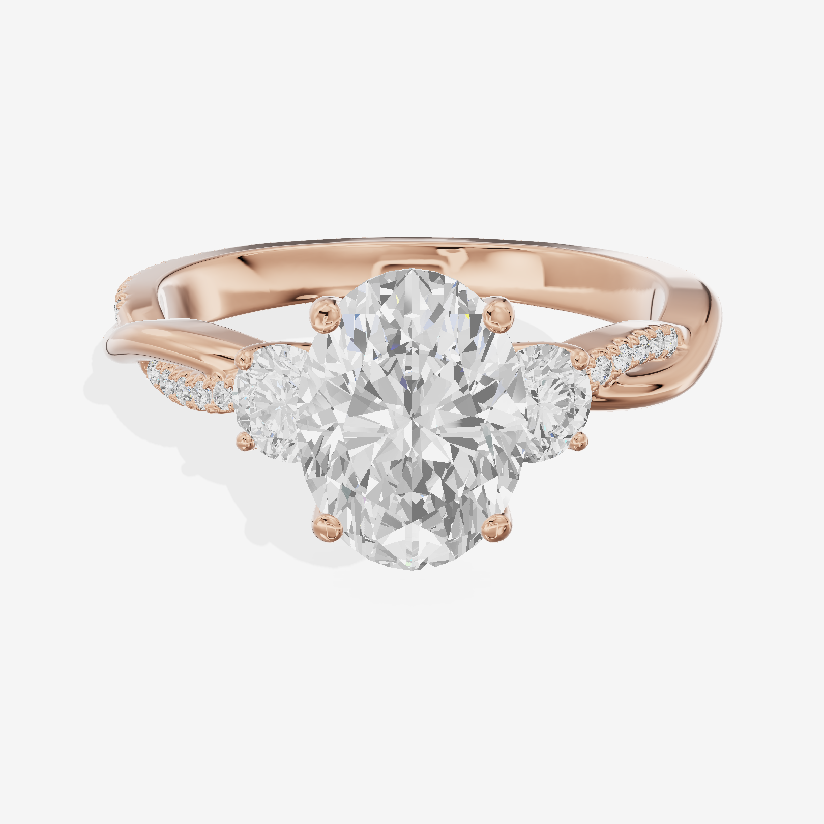 Luxe Selenia Three Stone Oval Engagement Ring (1 ct. tw.) in 14K Rose Gold