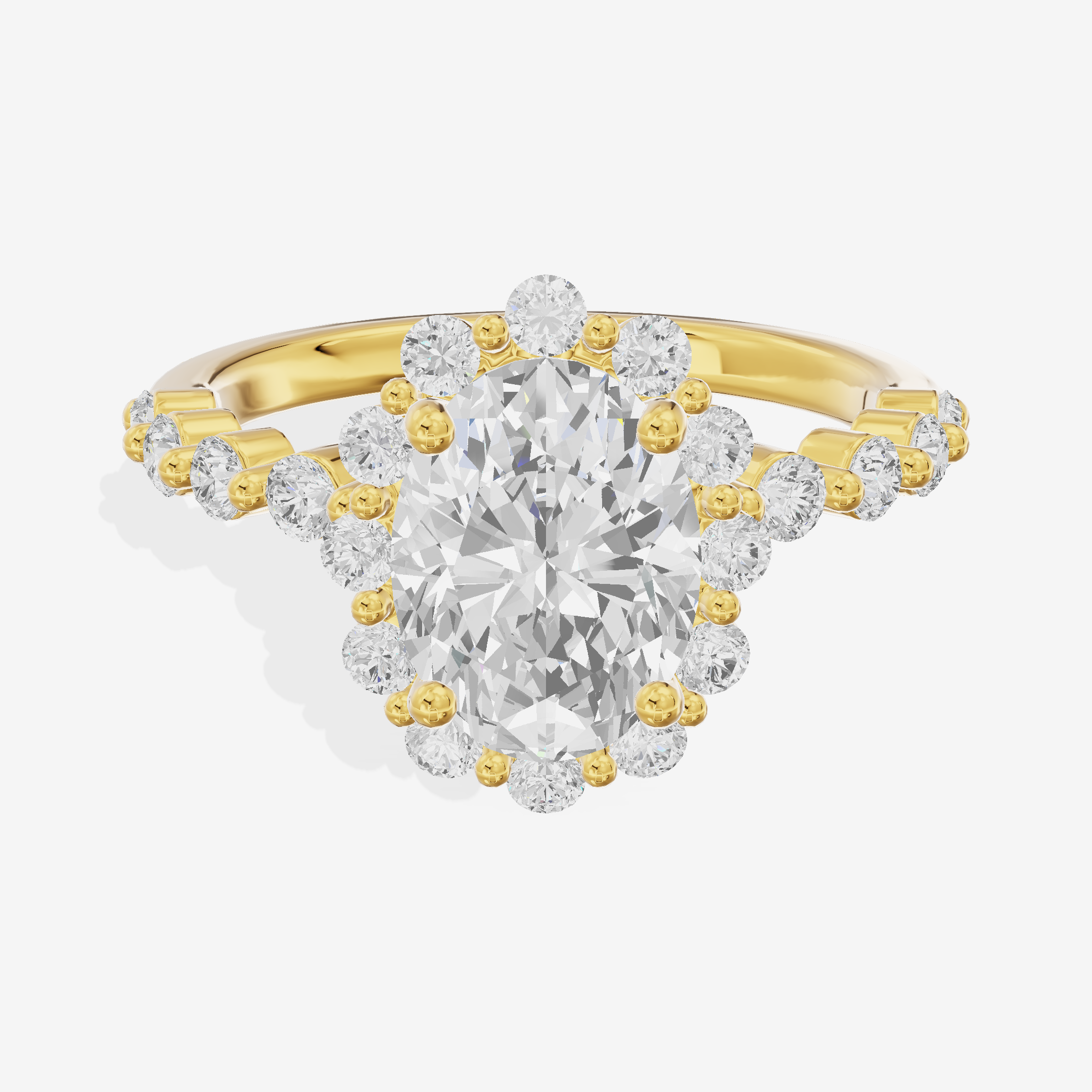 Clusta Halo Oval Engagement Ring (1/2 ct. tw.) in 14K Yellow Gold