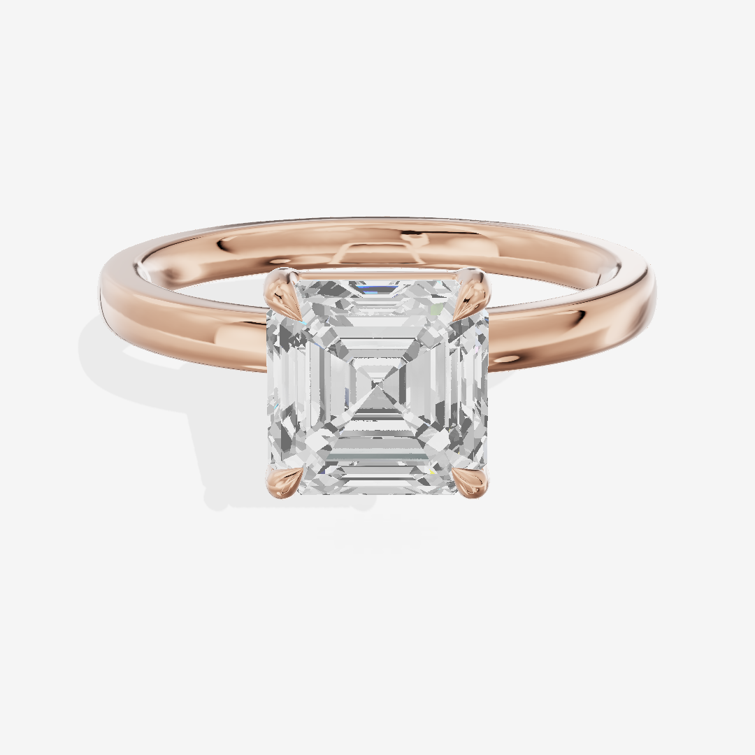 Petite Eversince 2mm Asscher Solitaire Engagement Ring in 18K Rose Gold