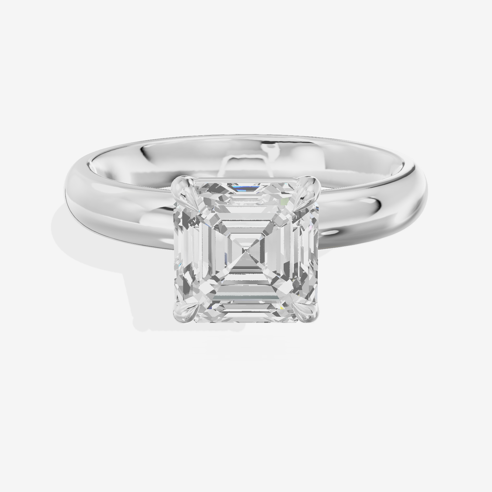 Whisper 3mm Asscher Solitaire Engagement Ring in 14K White Gold