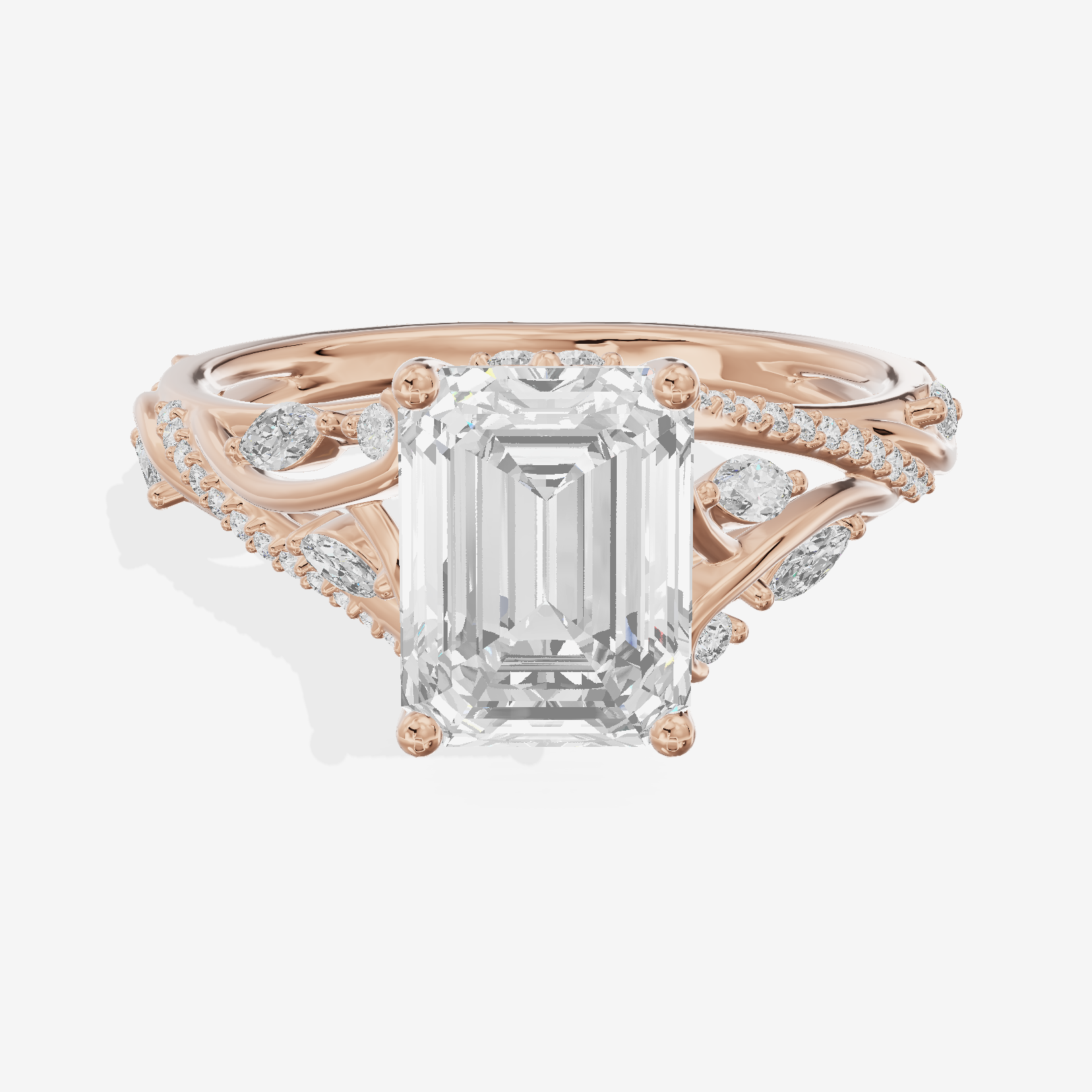 Twined Lumera Emerald Twisted Engagement Ring (1/2 ct. tw.) in 18K Rose Gold