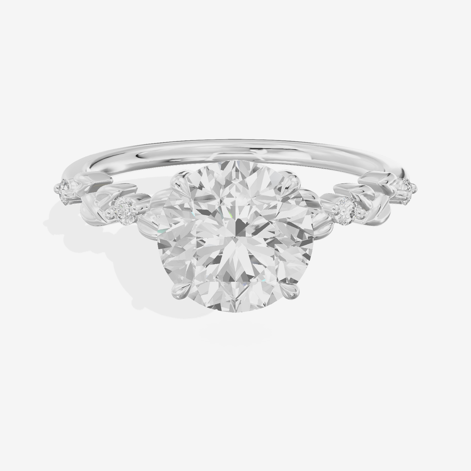 Modern Cherubine Round Engagement Ring with Side Stones (1/4 ct. tw.) in Platinum