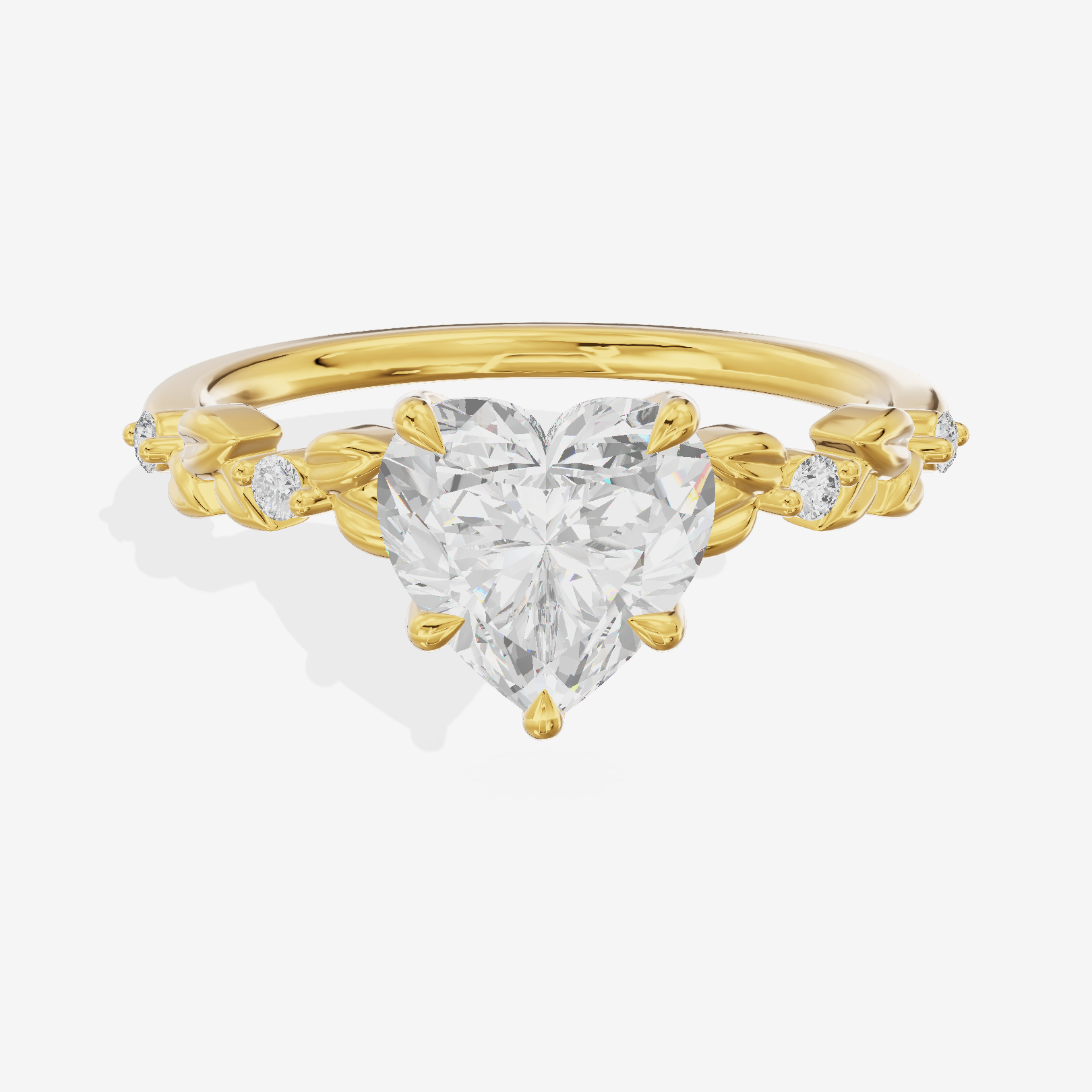 Tender Promezza Heart Engagement Ring with Side Stones (1/20 ct. tw.) in 18K Yellow Gold