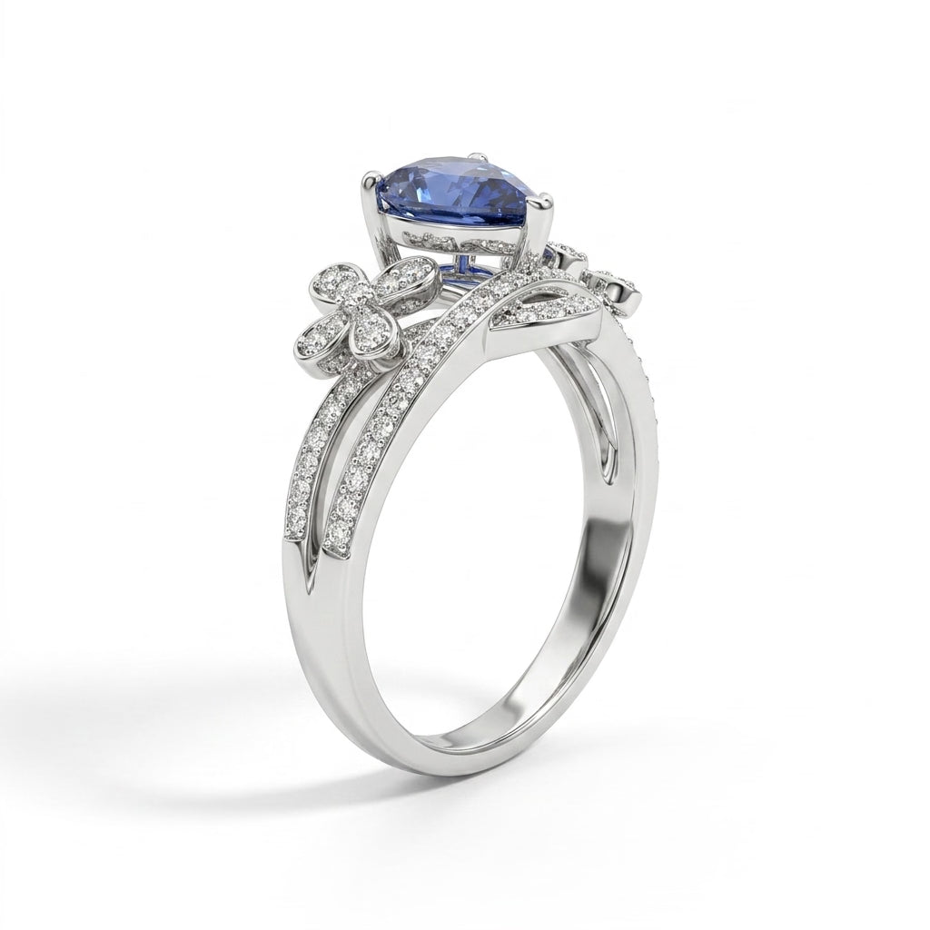 Cluster Twist Pear Engagement Ring (2.11 ct. tw.) in 18K White Gold