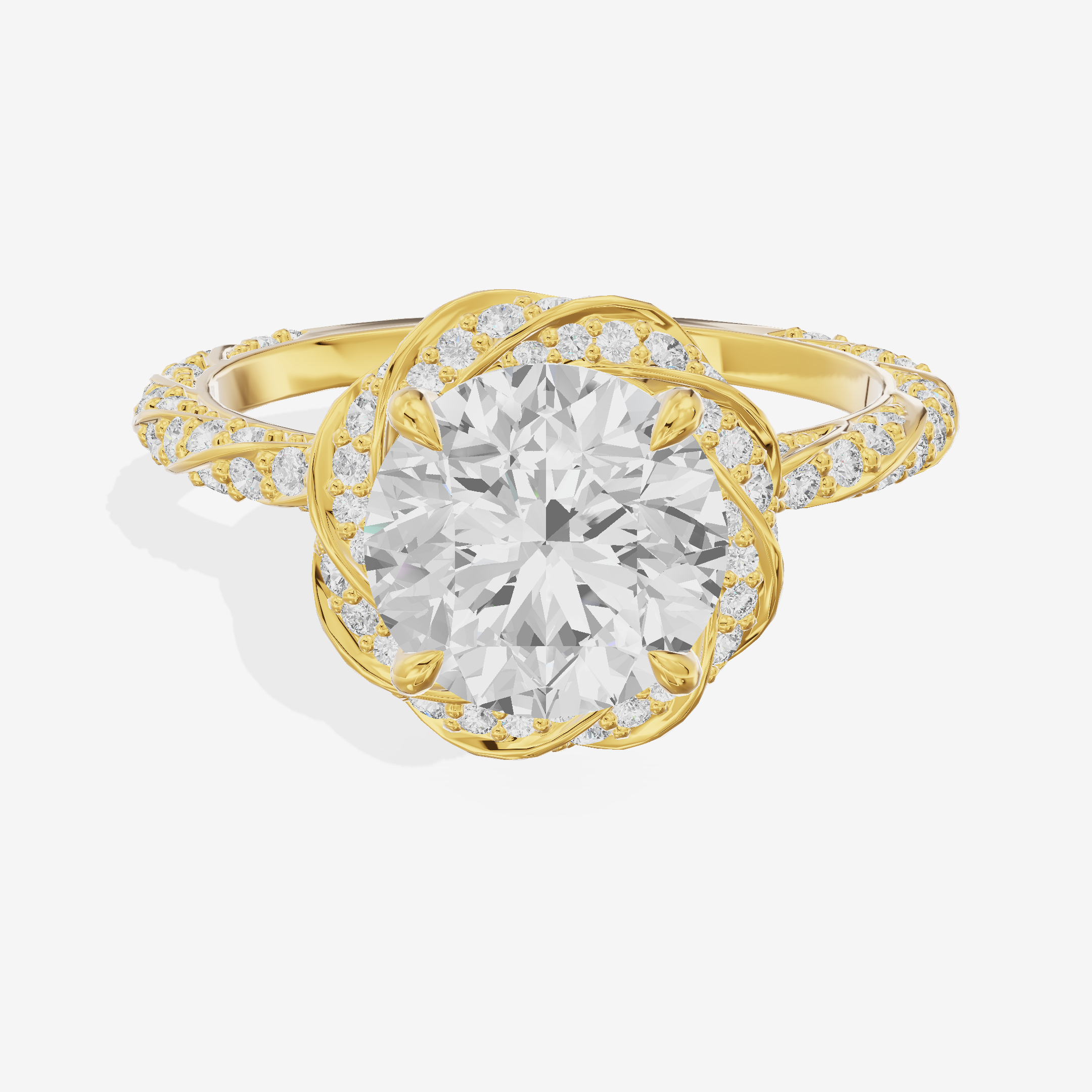 Clusta Hidden Halo Round Engagement Ring (1/2 ct. tw.) in 14K Yellow Gold