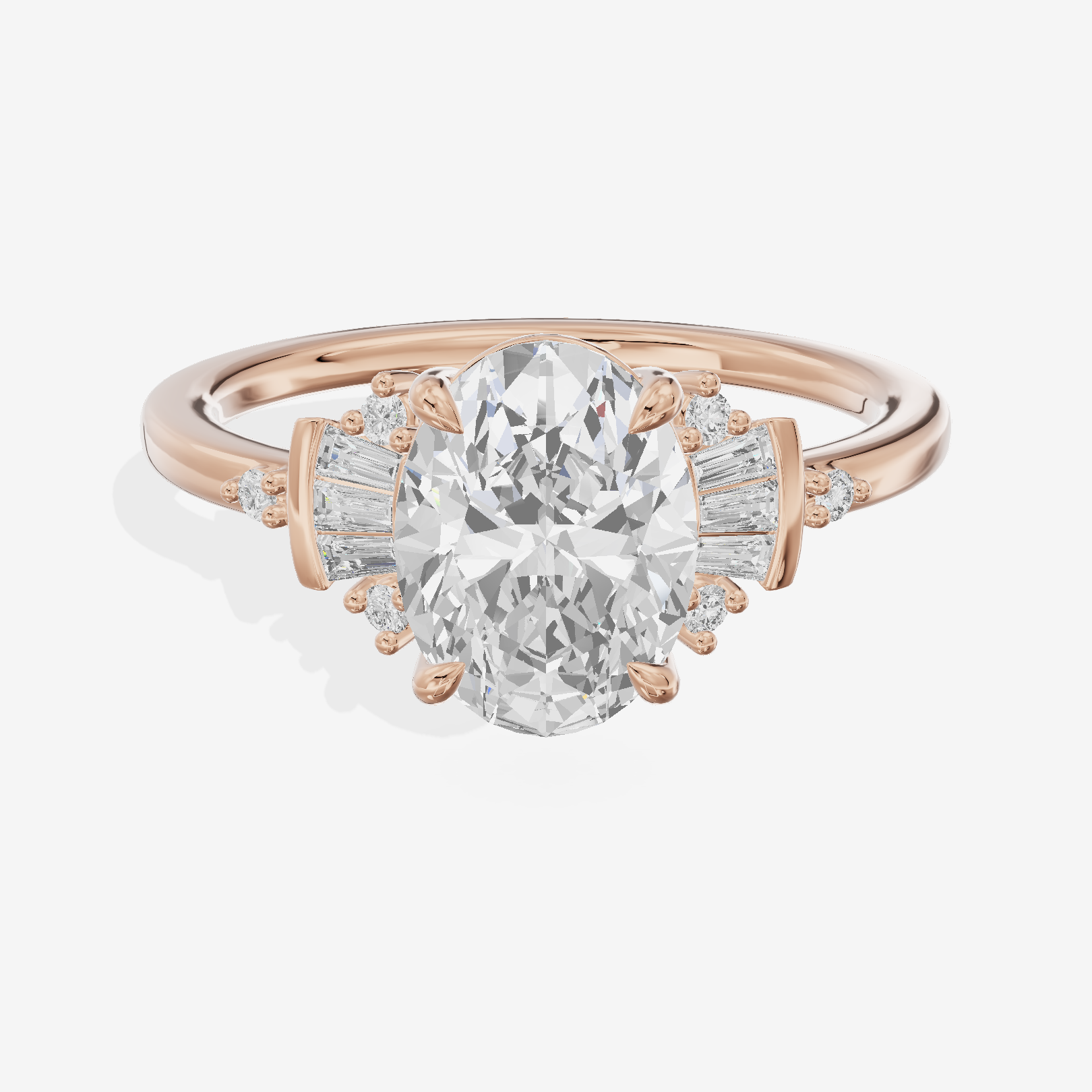 Petite Trellise Oval Engagement Ring with Side Stones (1/3 ct. tw.) in 18K Rose Gold