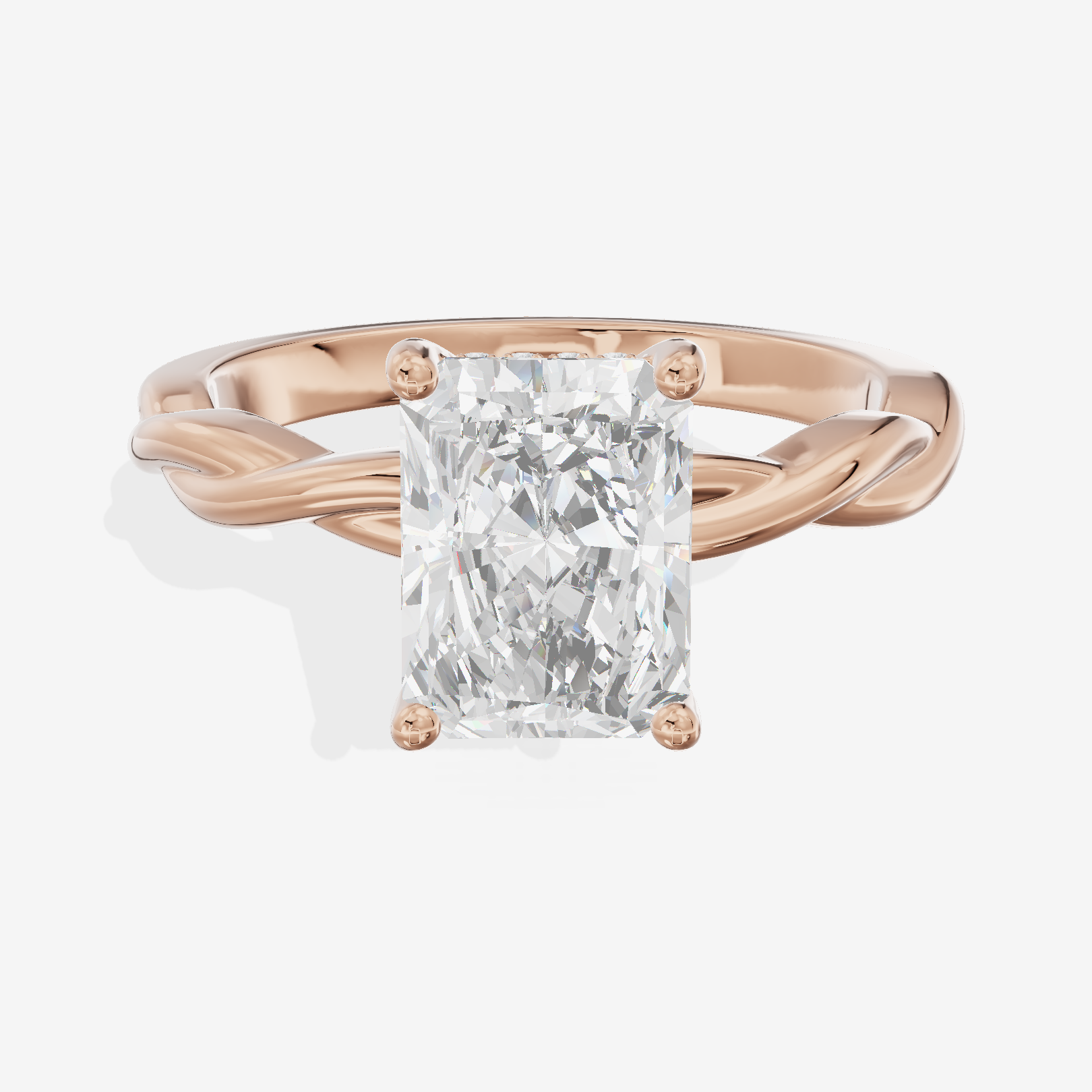 Twine Hidden Halo Radiant Engagement Ring (1/20 ct. tw.) in 18K Rose Gold