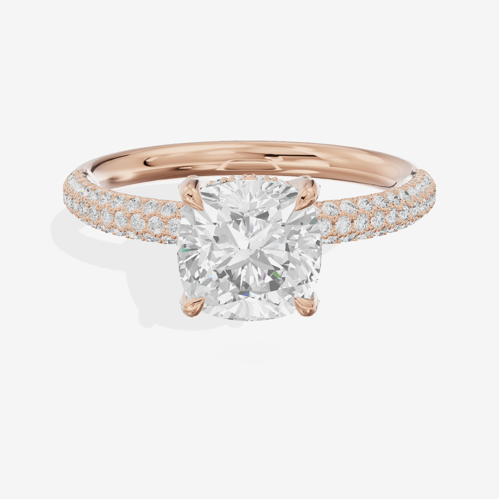 Whispered Lumera Cushion Engagement Ring with Side Stones (1/3 ct. tw.) in 18K Rose Gold