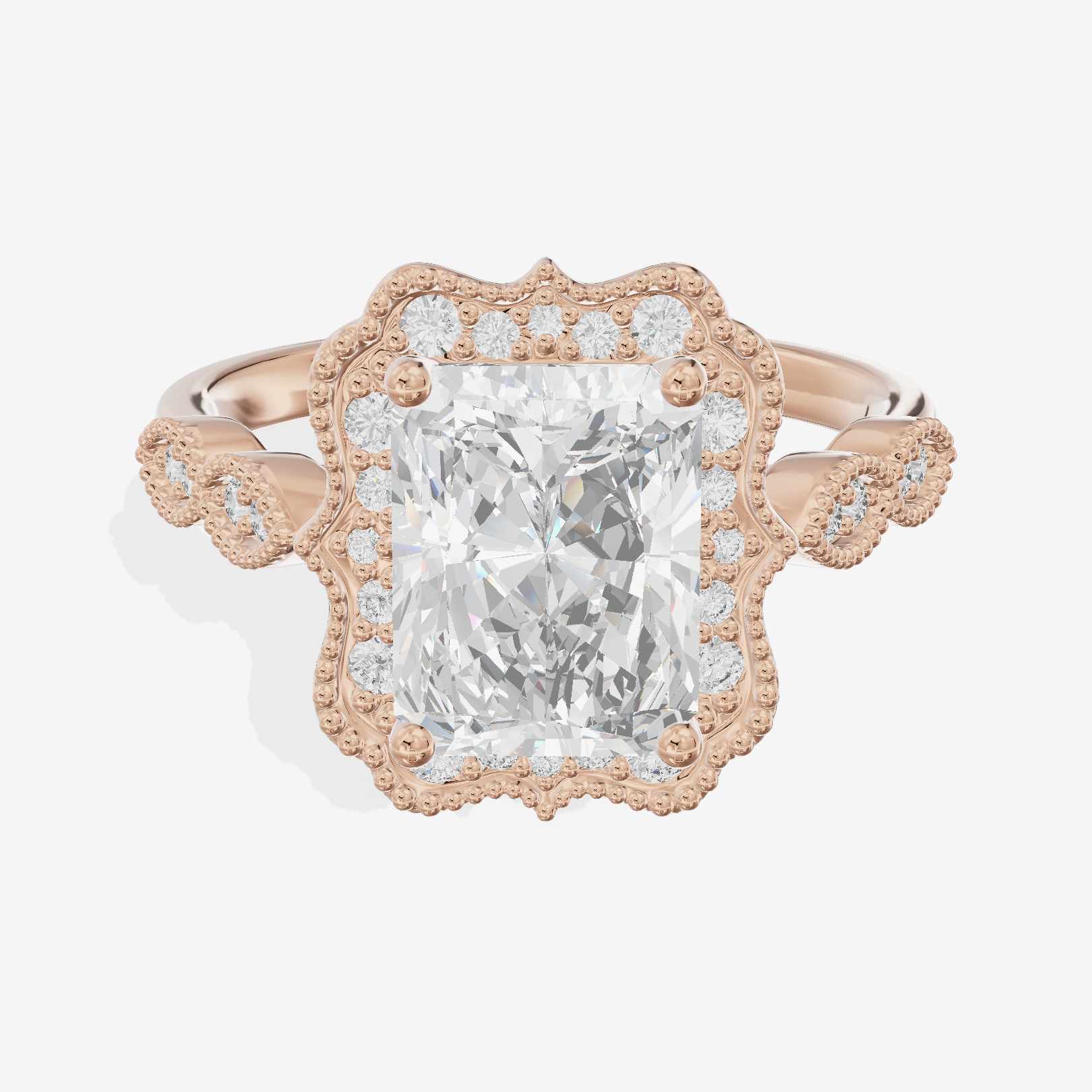 Luxe Liviana Radiant Halo Engagement Ring (2/3 ct. tw.) in 18K Rose Gold
