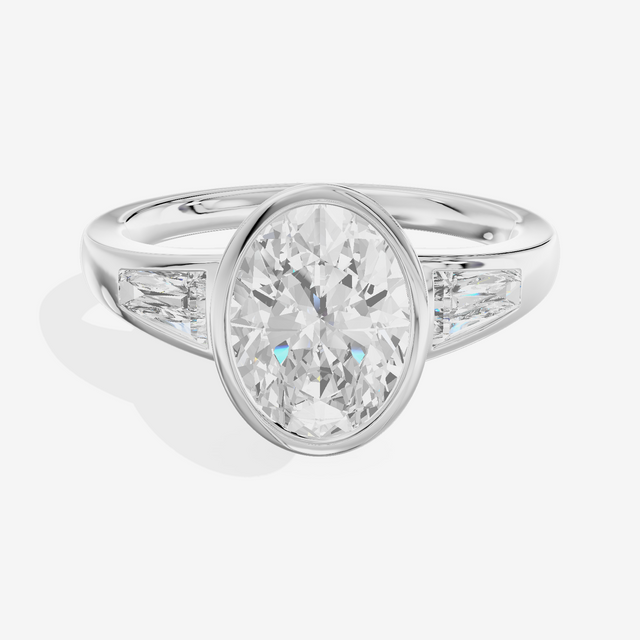 Modern Triade Oval Three Stone Engagement Ring (1/2 ct. tw.) in Platinum