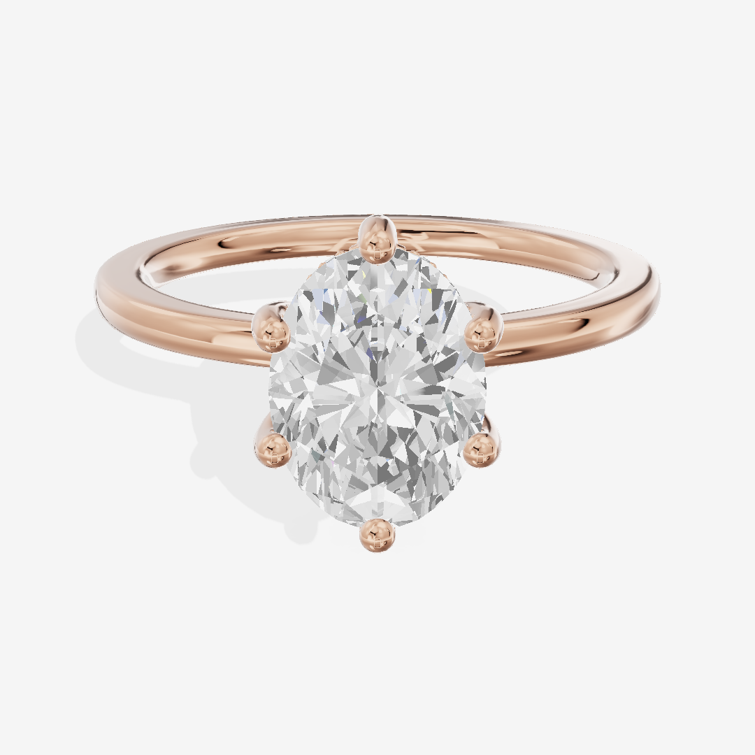 Grand Reverya Oval Hidden Halo Engagement Ring (1/20 ct. tw.) in 18K Rose Gold
