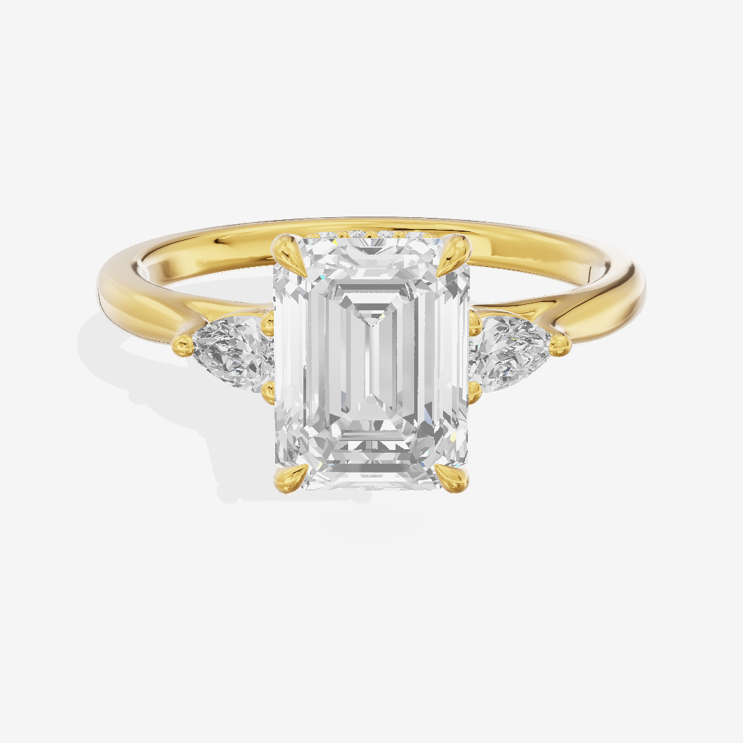 Aurea Three Stone Emerald Engagement Ring (1/4 ct. tw.) in 14K Yellow Gold