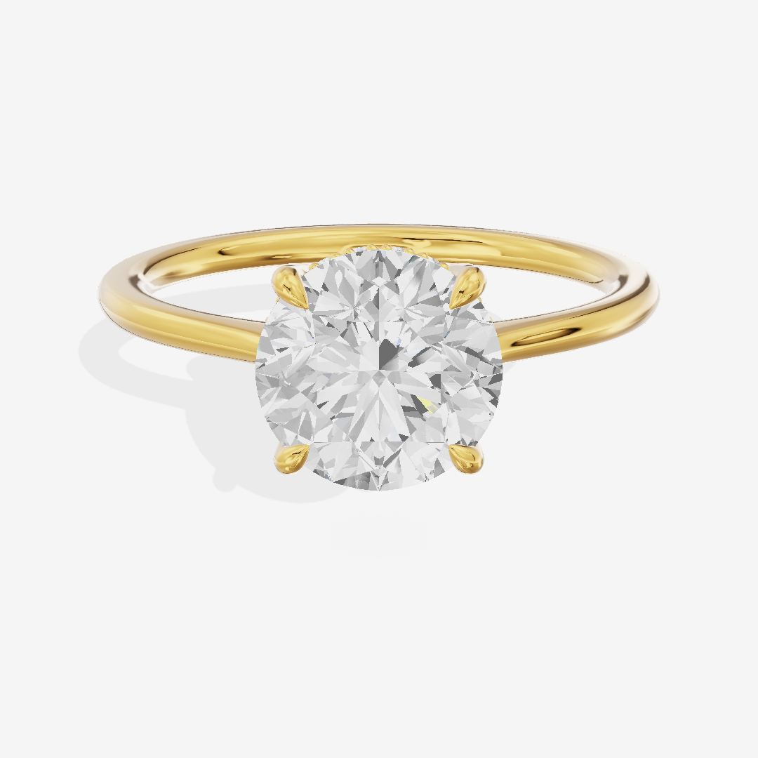 Promezza Hidden Halo Round Engagement Ring (1/20 ct. tw.) in 14K Yellow Gold