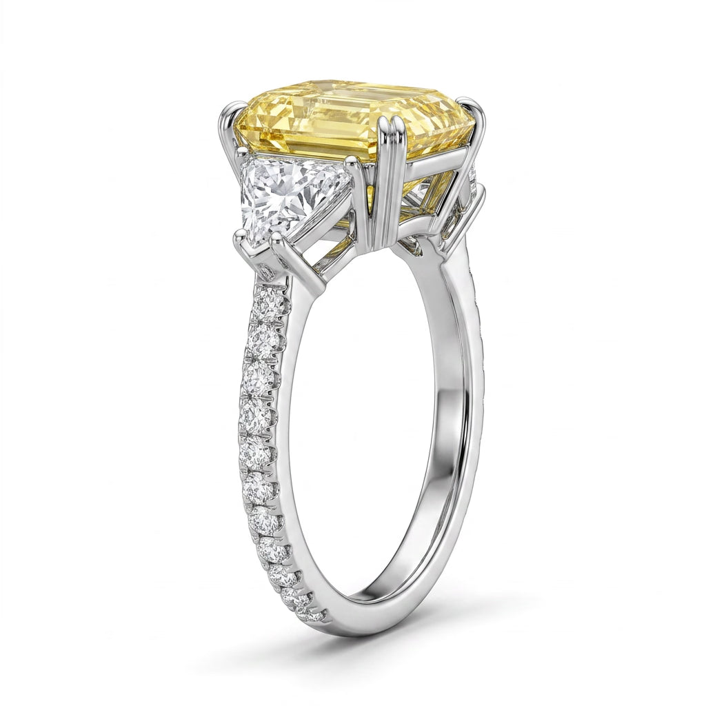 Solitaire Pavé Emerald Engagement Ring (3.56 ct. tw.) in 18K White Gold