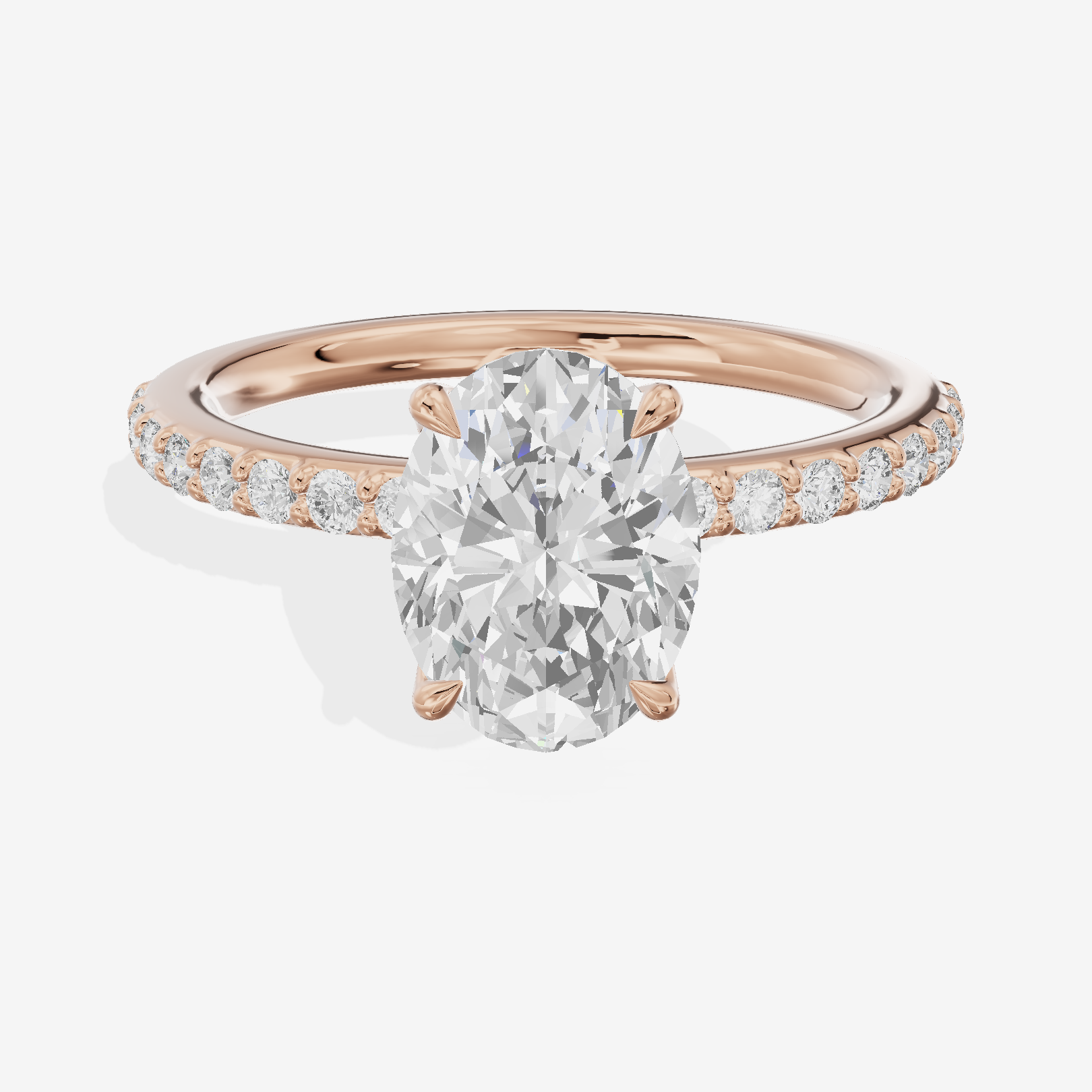 Luxe Whisper Oval Engagement Ring with Side Stones (1/4 ct. tw.) in 18K Rose Gold