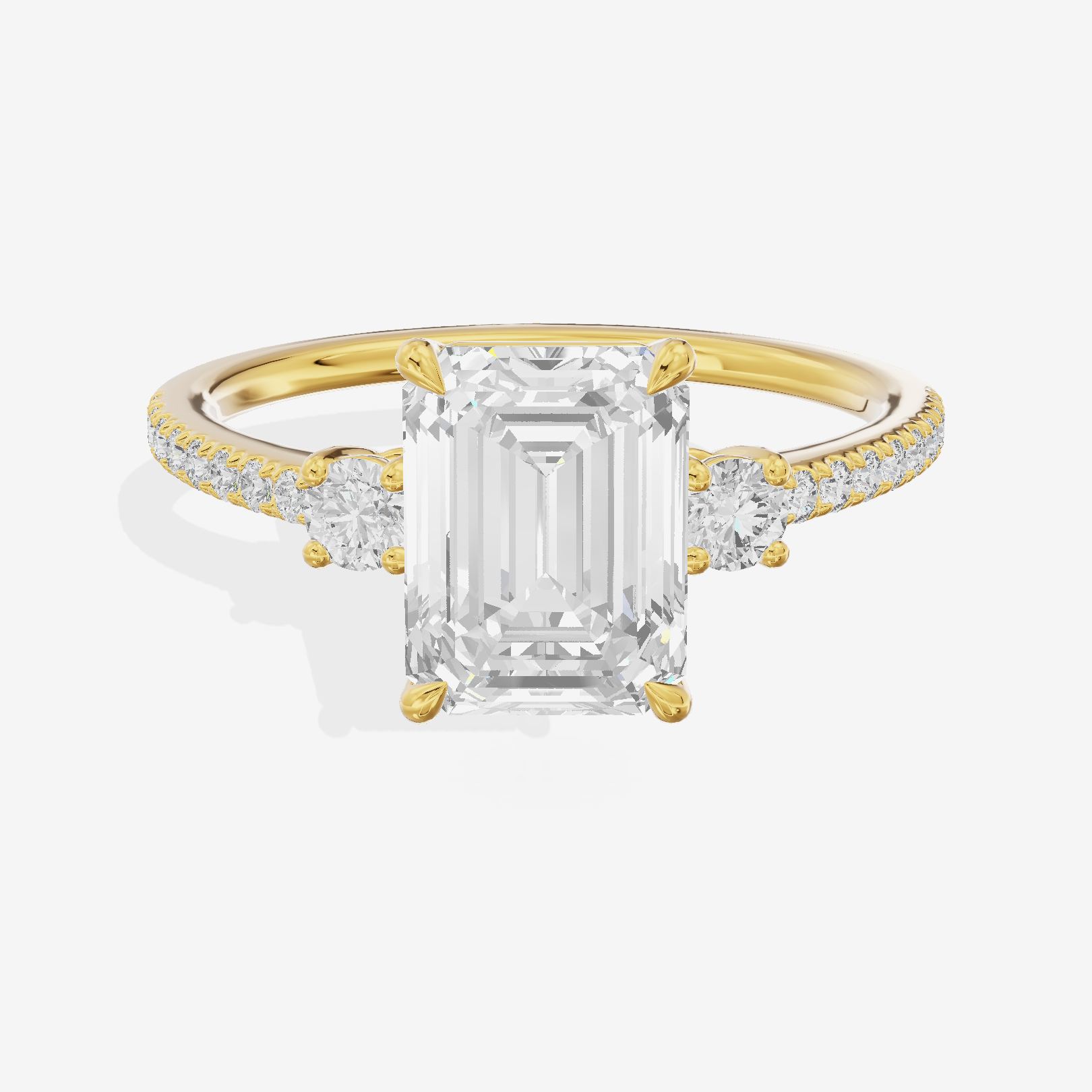 Mirth Three Stone Emerald Engagement Ring (1/4 ct. tw.) in 18K Yellow Gold